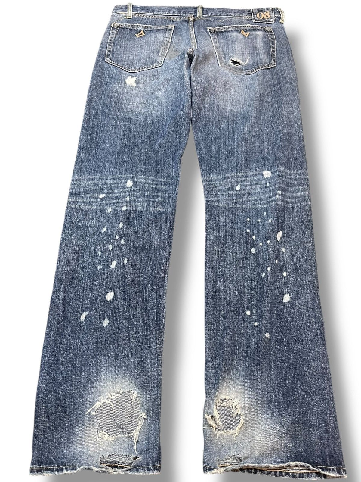 Hysteric Glamour × Japanese Brand Vintage 08 Augeh Tokyo Paint Splatter Distressed Denim Size US 34 / EU 50 - 6 Thumbnail