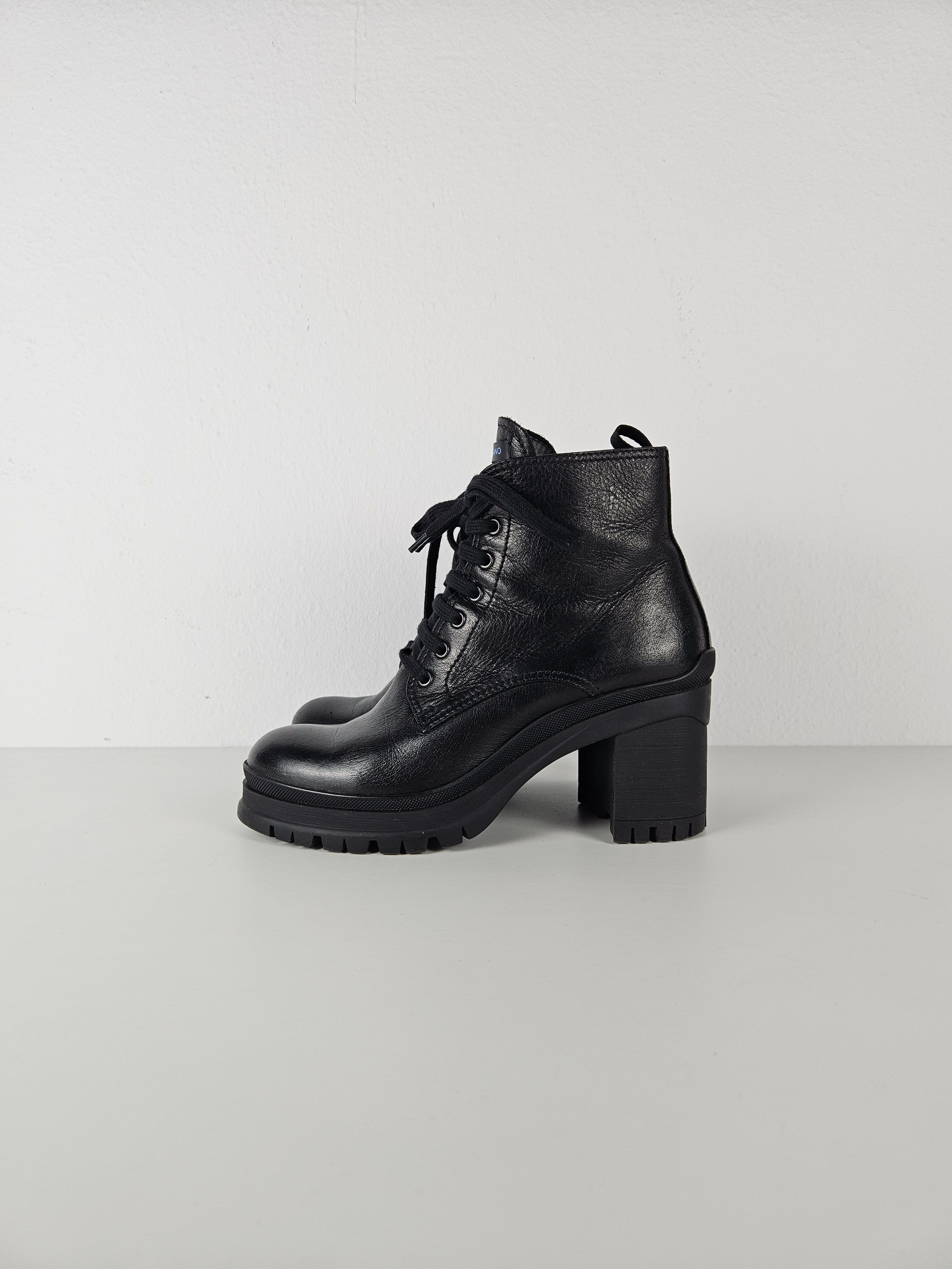 Prada Prada lace up block heel notched sole ankle boots Size US 8.5 / IT 38.5 - 1 Thumbnail