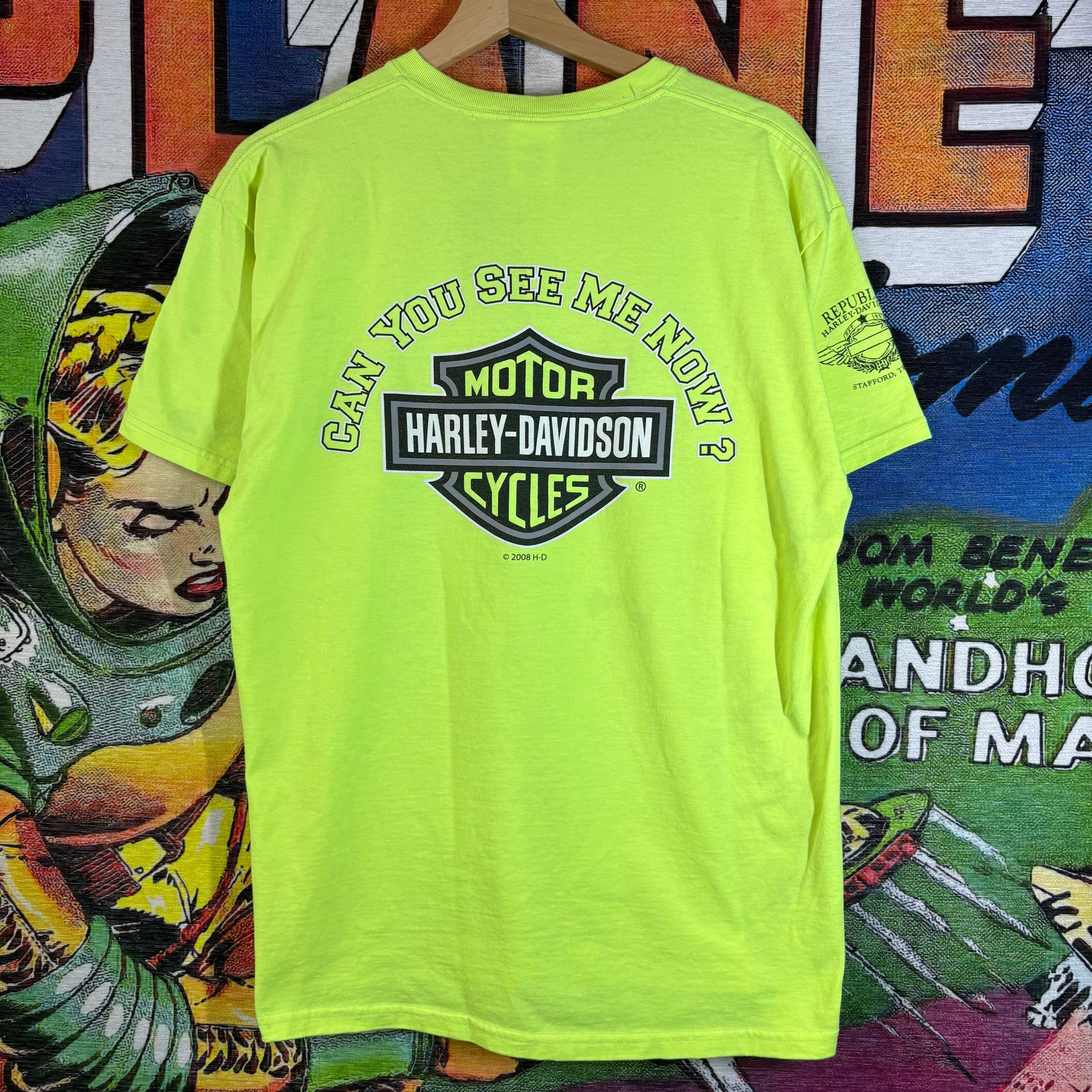 Harley Davidson Y2K Harley-Davidson " Can You See Me Now Stafford,Texas" Tee Size US L / EU 52-54 / 3 - 3 Thumbnail