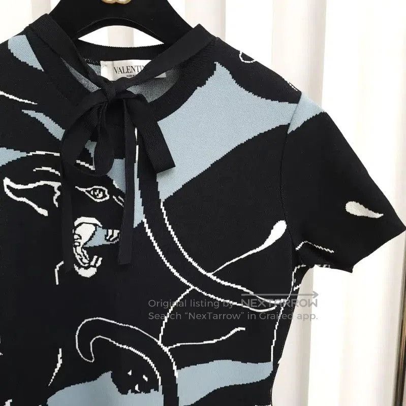 Valentino Valentino Black Patterned Short Sleeve Dress . Size S / US 4 / IT 40 - 4 Thumbnail
