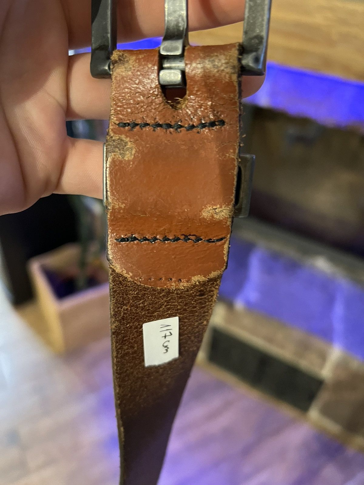 Leather × Vintage Leather belt - butterfly , 85 cm vintage Size ONE SIZE - 8 Thumbnail