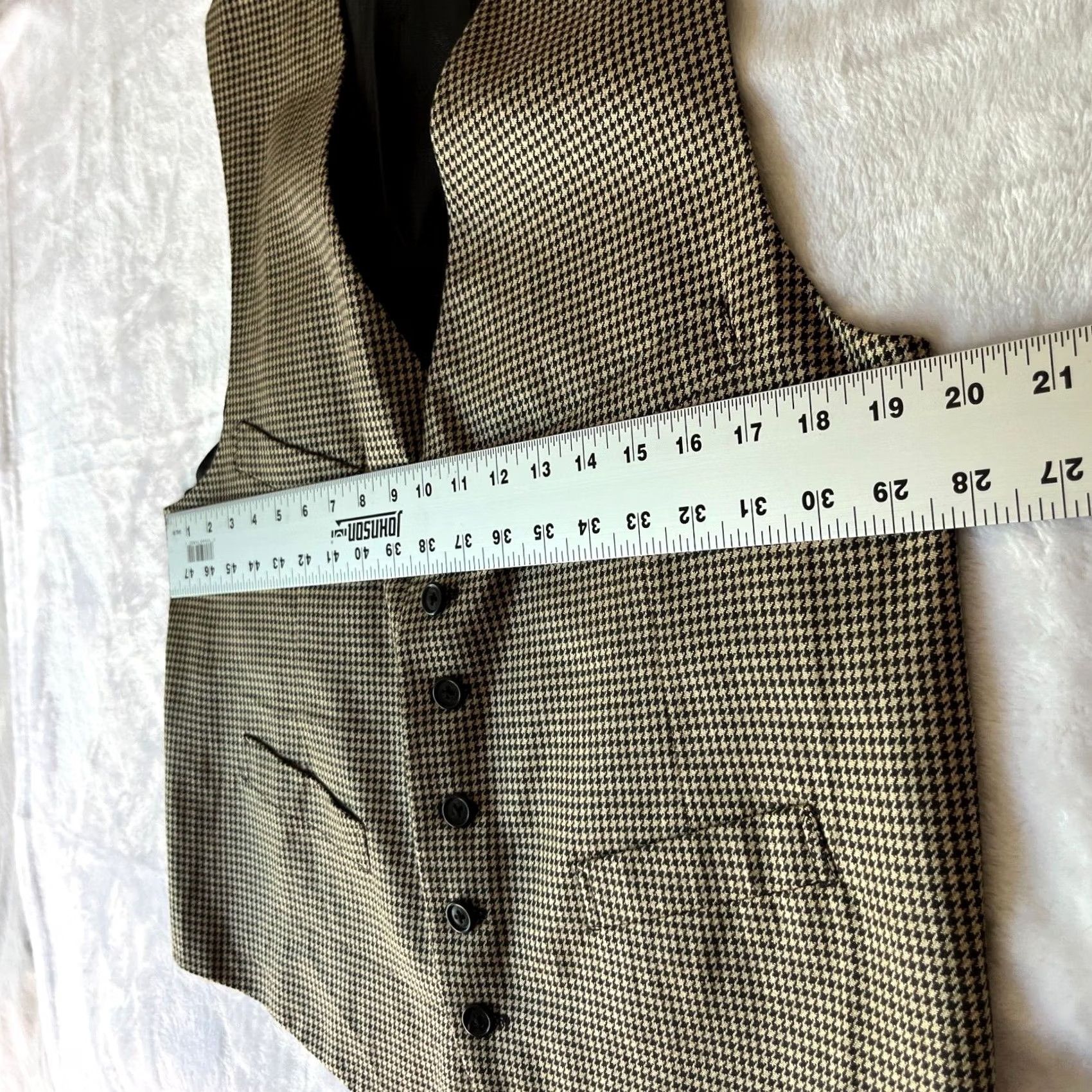 Robert Talbott Robert Talbott Protocol Men Vest Houndstooth V-Neck Brown/Black Medium Waistcoat Six-Button Notch Front Single-Breasted Formal Wedding Size US M / EU 48-50 / 2 - 6 Thumbnail