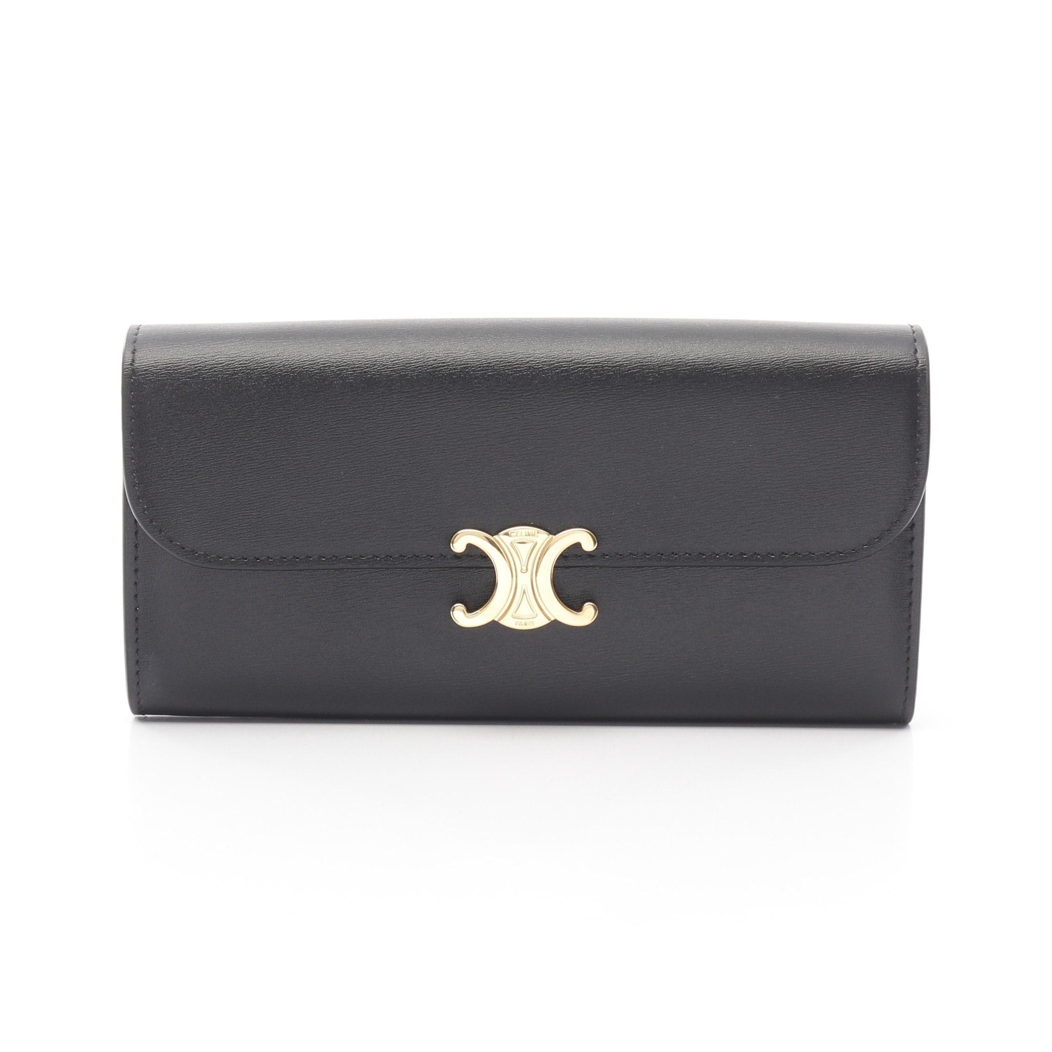 Celine Celine Large Wallet Triomphe Bi-Fold Long Leather Black Size ONE SIZE - 1 Thumbnail