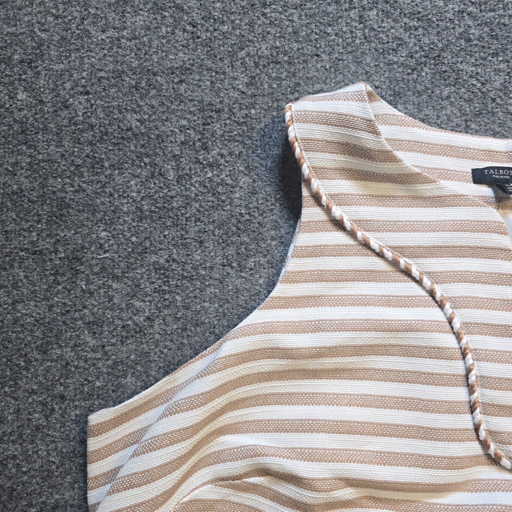 Talbots Talbots Dress Women 20W Beige White Striped Sheath V Neck Classic Career Size 3XL / US 20-22 - 3 Thumbnail