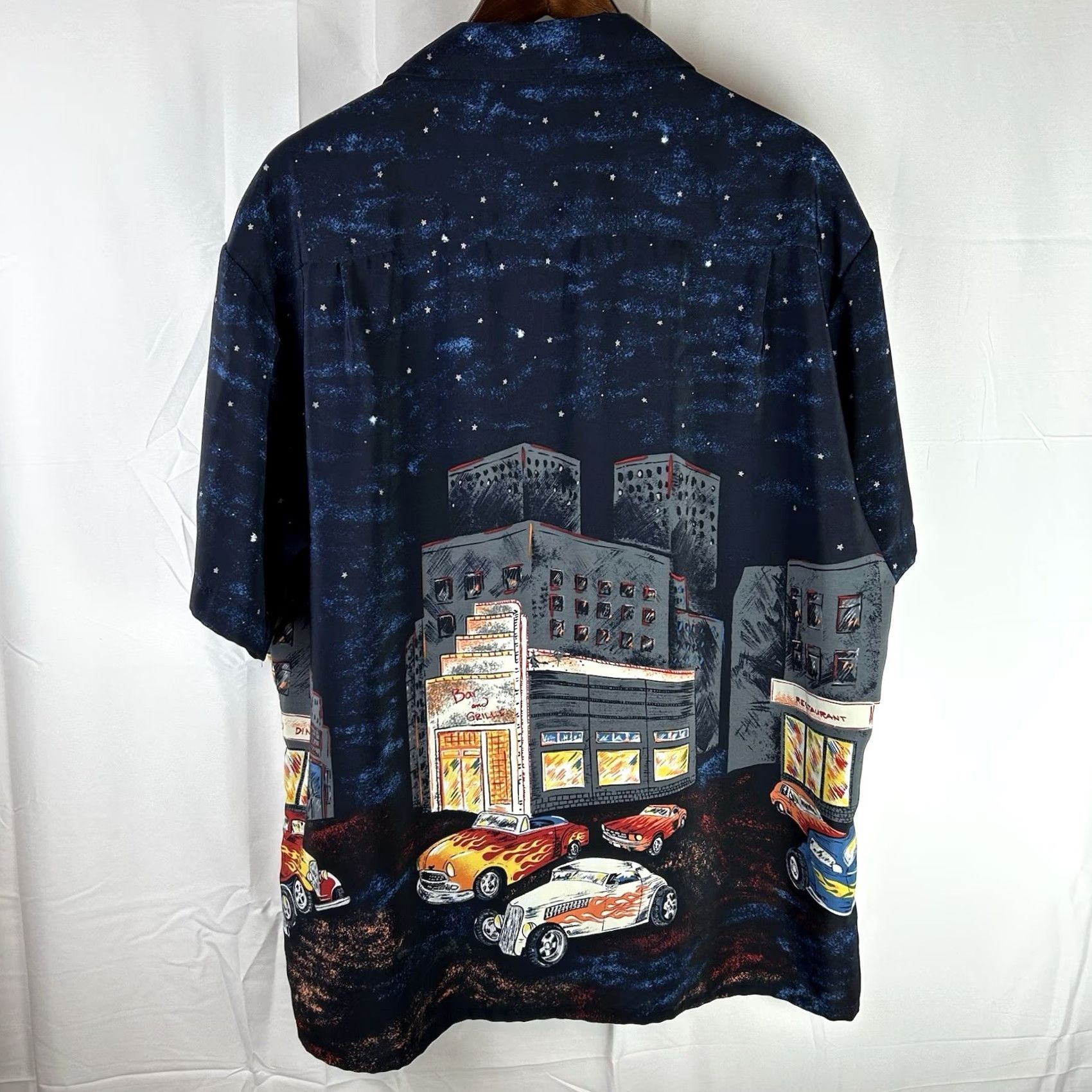 Vintage VINTAGE Kennington HOT ROD Cars Diner Bar Grill Starry Night S/S Shirt Men's XL Size US XL / EU 56 / 4 - 6 Thumbnail