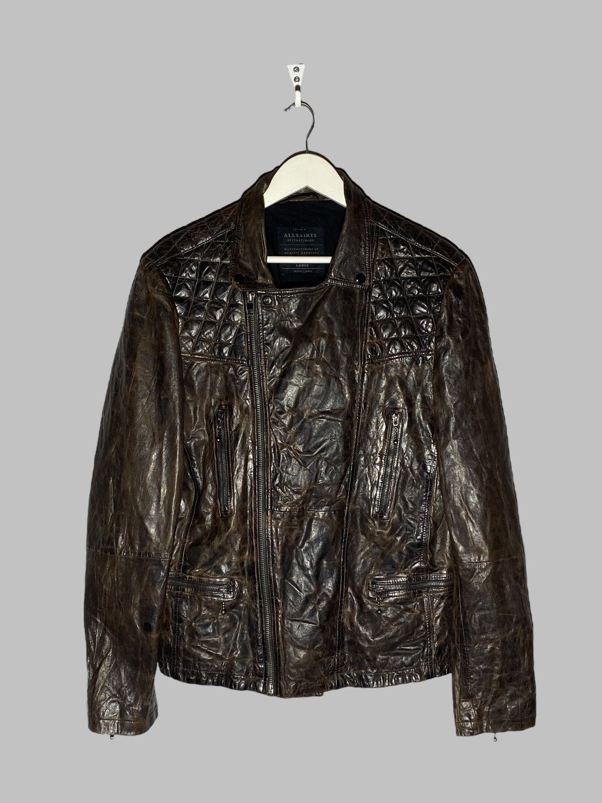 Allsaints Allsaints Drought Leather Biker Jacket Size US L / EU 52-54 / 3 - 10 Thumbnail