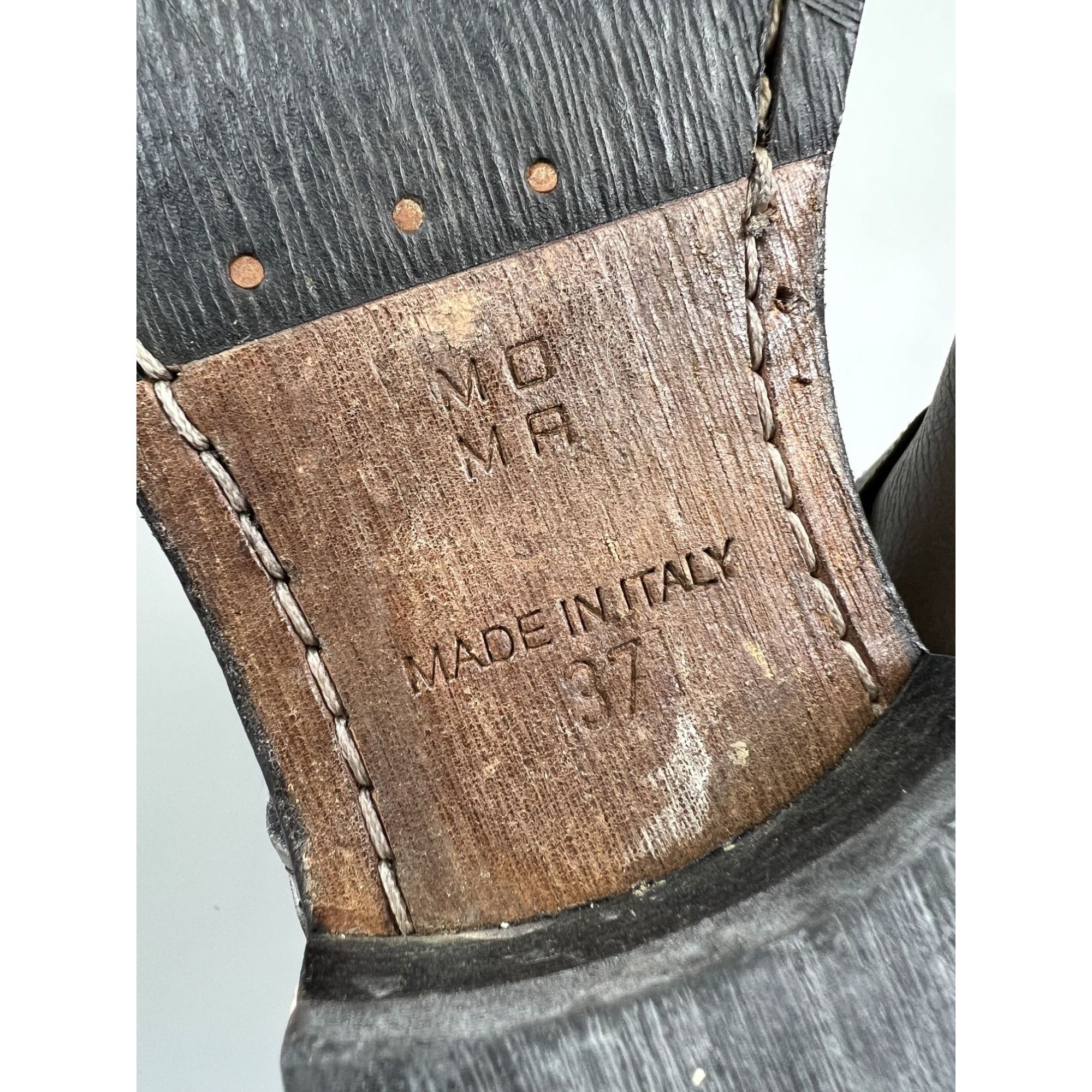 MoMA Moma Gray Leather Knee High Combat Boots (Y1007) Size US 7 / IT 37 - 15 Thumbnail