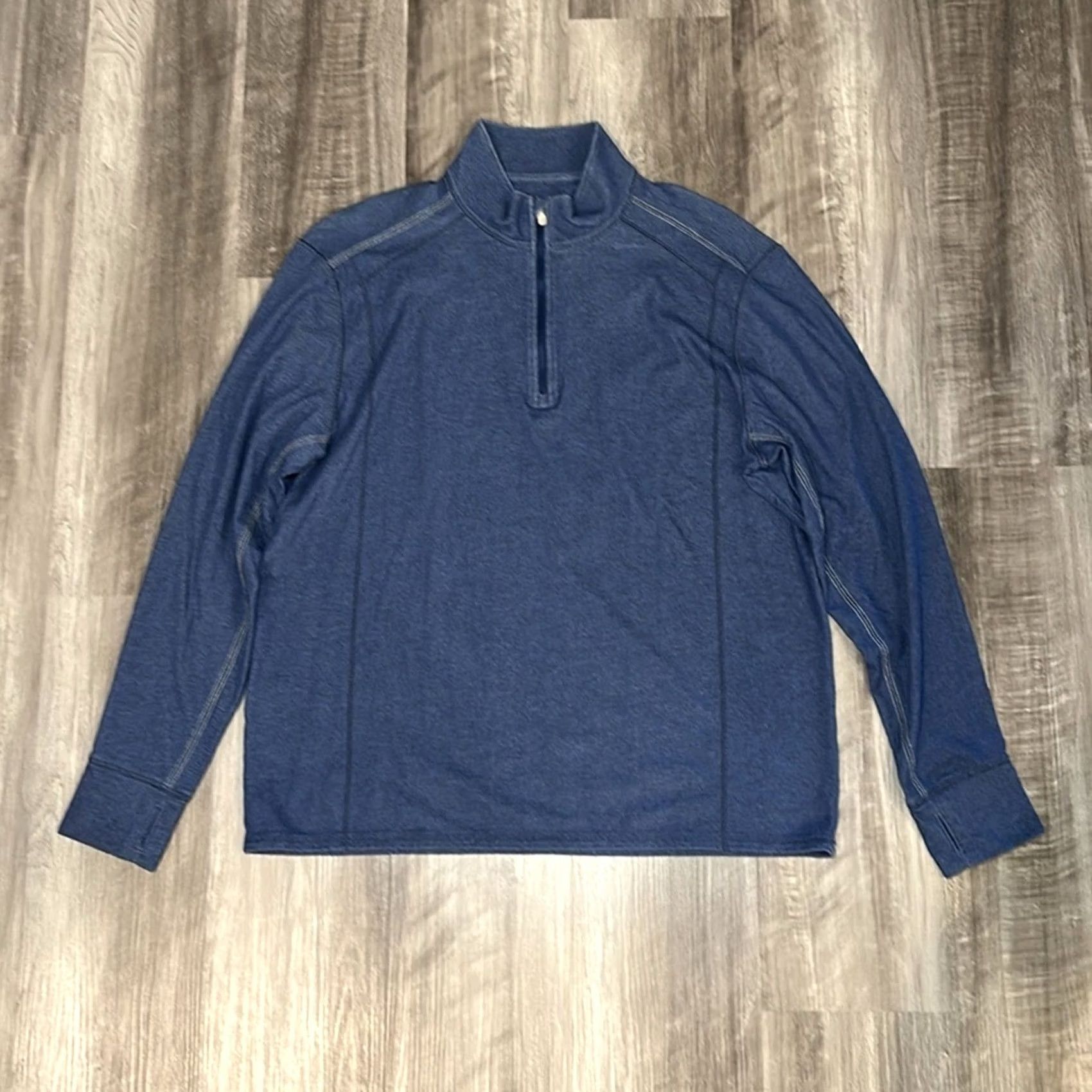 Tommy Bahama VINTAGE Tommy Bahama Island Zone Lightweight Soft Quarter Zip Pullover Shirt Mens Large Navy Blue Size US L / EU 52-54 / 3 - 2 Thumbnail