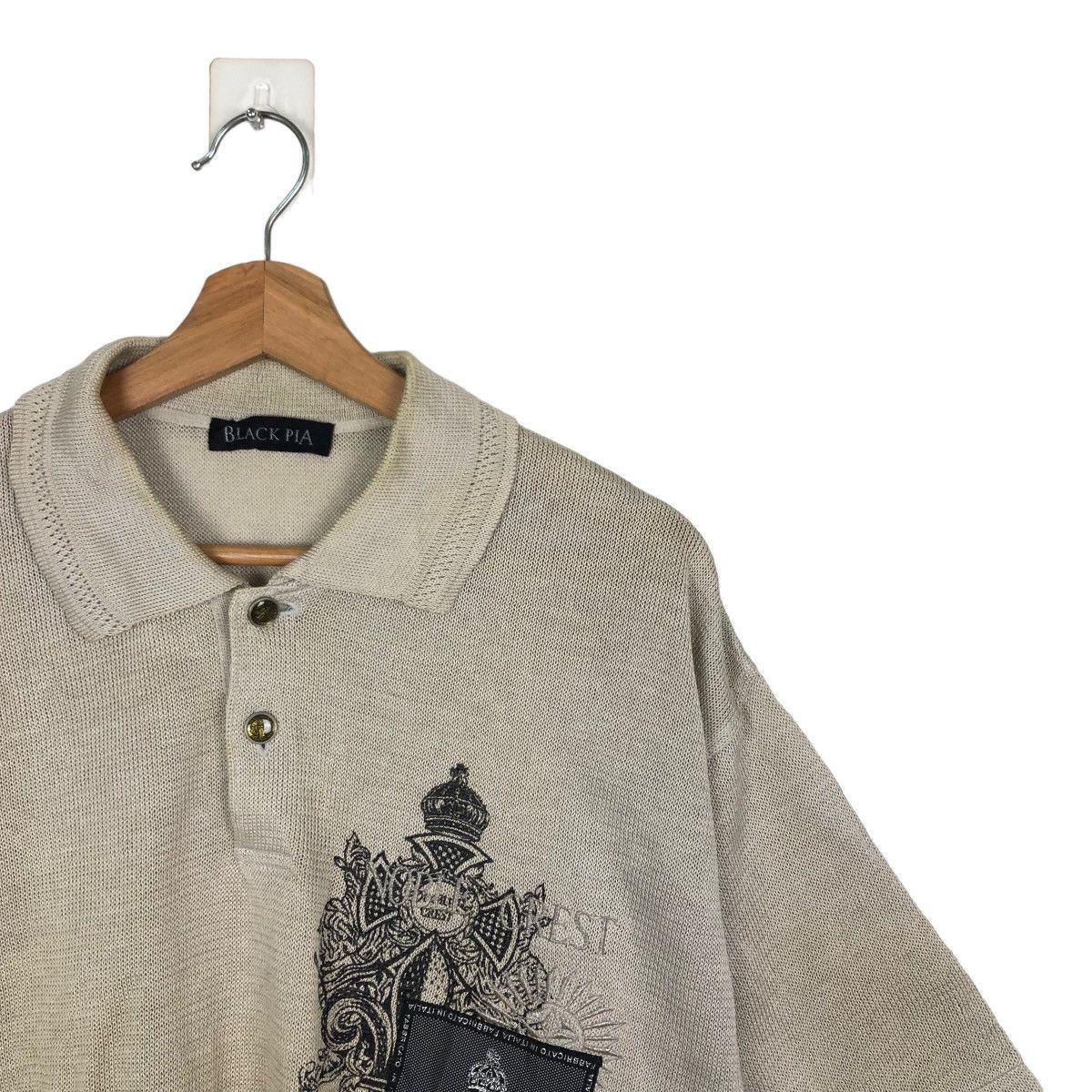 Japanese Brand VINTAGE BLACK PIA CROPPED COLLAR SWEATSHIRT COLLAGE BIGLOGO Size US M / EU 48-50 / 2 - 5 Thumbnail