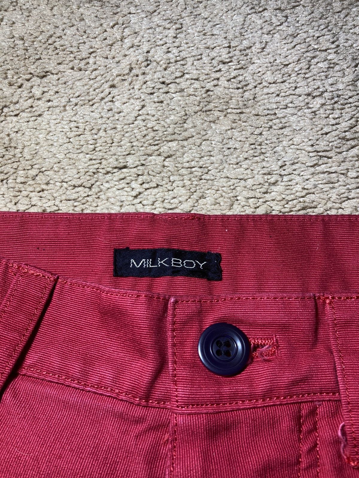 Japanese Brand 90s Milkboy Multi Pocket Parasite Shorts Red Cargo Vintage Size US 31 - 7 Thumbnail