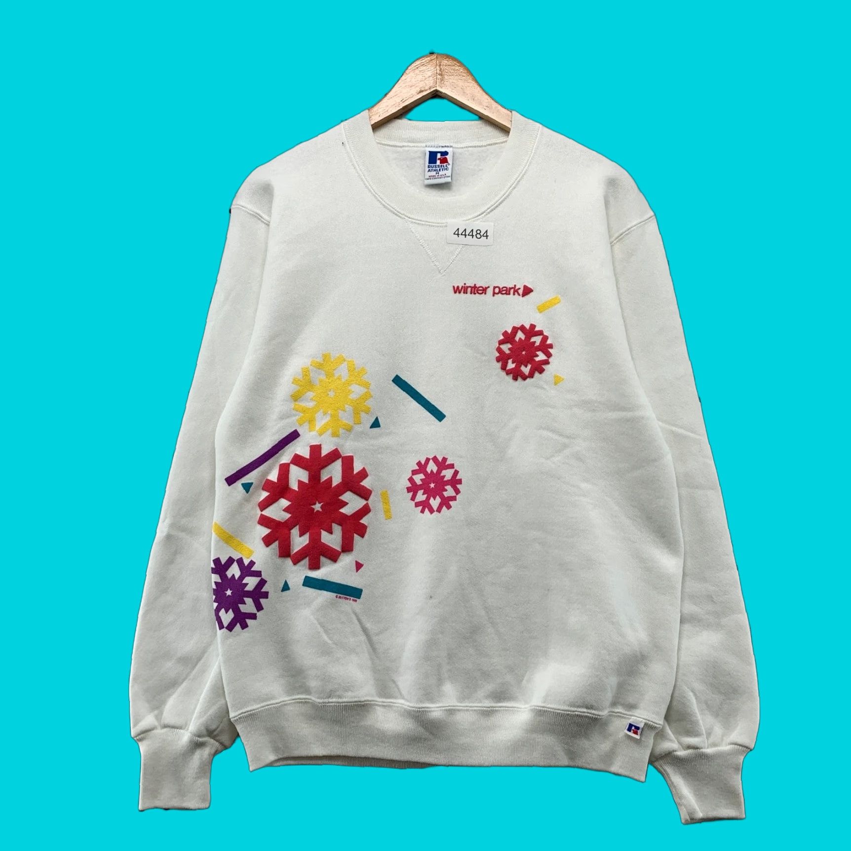 Jerzees VINTAGE 90s Winter Park Snow Flake Sweatshirt Mens Medium Russell White USA Size US M / EU 48-50 / 2 - 1 Thumbnail