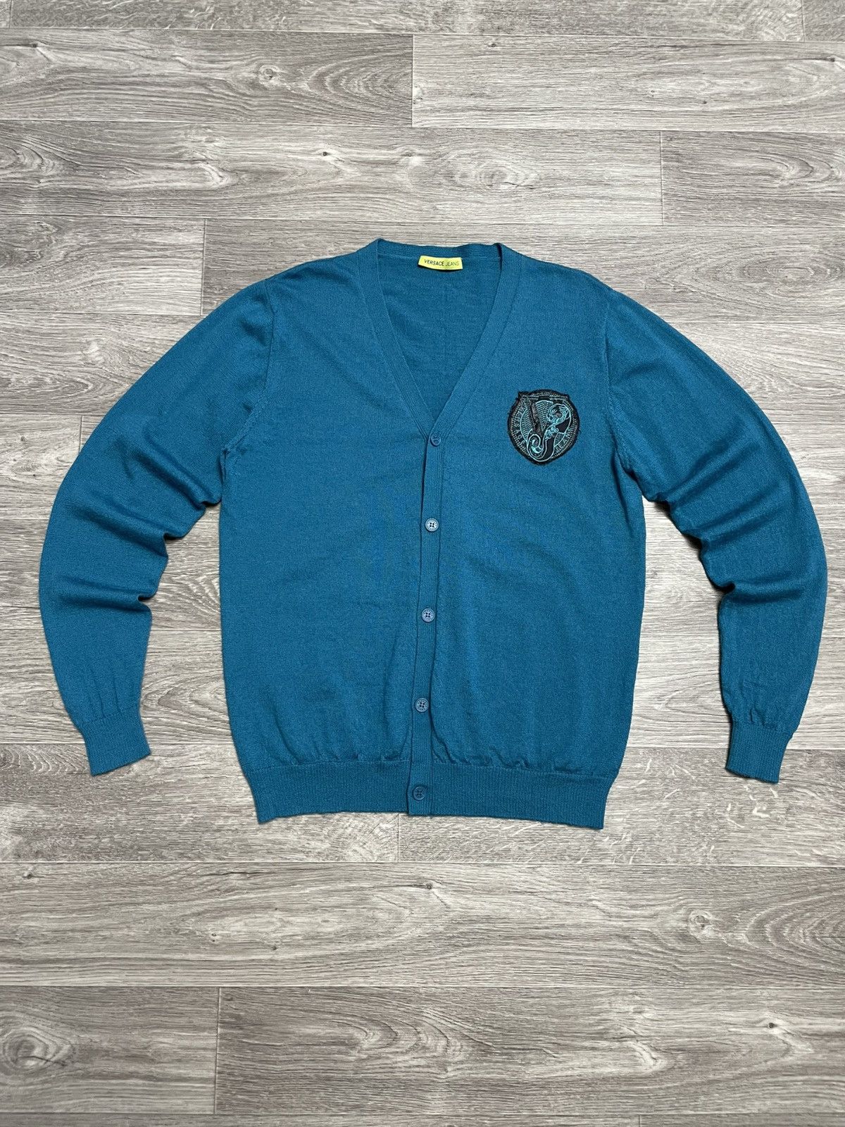 Versace Jeans Couture Vintage Versace Jeans Patch Logo Wool Cardigan Size US XL / EU 56 / 4 - 1 Thumbnail