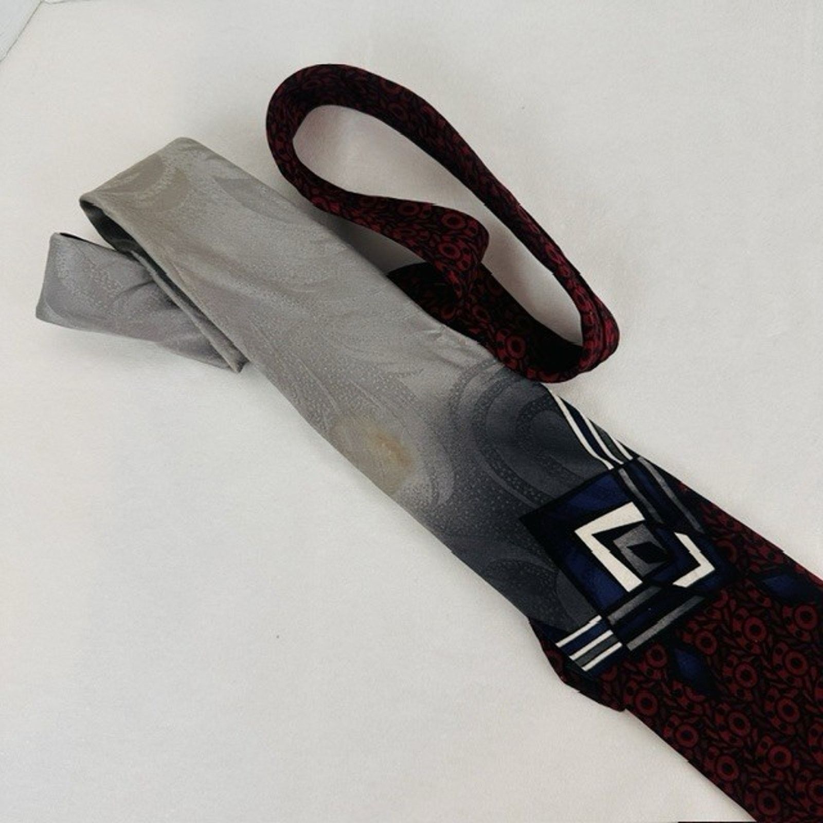 Other Paolo Rossi Designer Silk Tie Red/Black USA Geometric VTG Size ONE SIZE - 10 Thumbnail