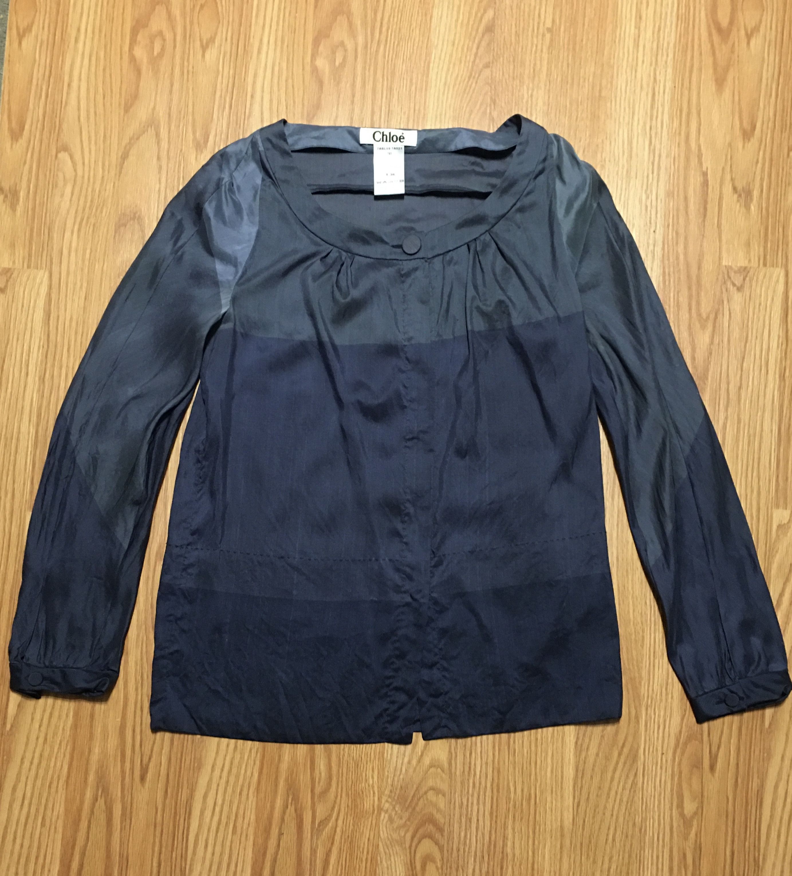 Chloe × Vintage CHLOE Silk Wool Vintage Blue Blouse Shirt Size FR 36 Size S / US 4 / IT 40 - 7 Thumbnail