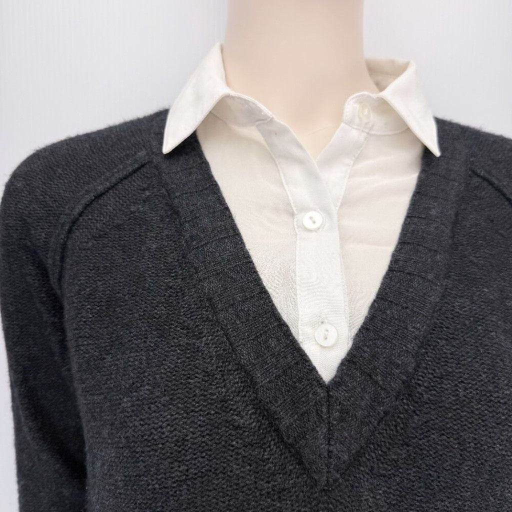 Brochu Walker BROCHU WALKER The Looker V-Neck Grey White Sweater Dress XS Size XS / US 0-2 / IT 36-38 - 12 Thumbnail