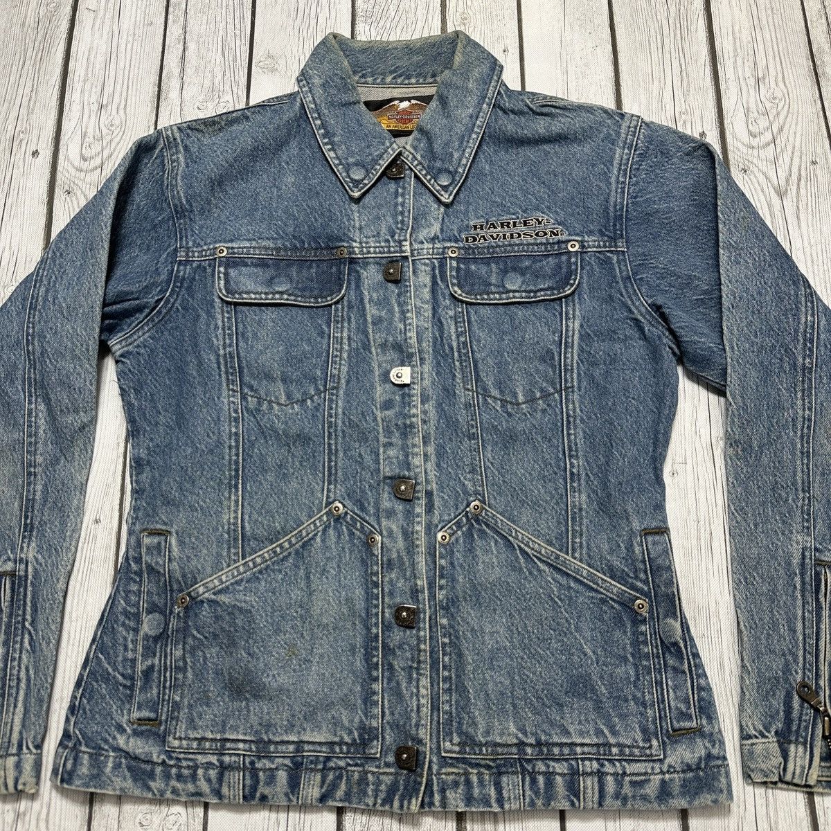 Harley Davidson × Vintage Vintage Harley Davidson denim jacket Size S / US 4 / IT 40 - 3 Thumbnail