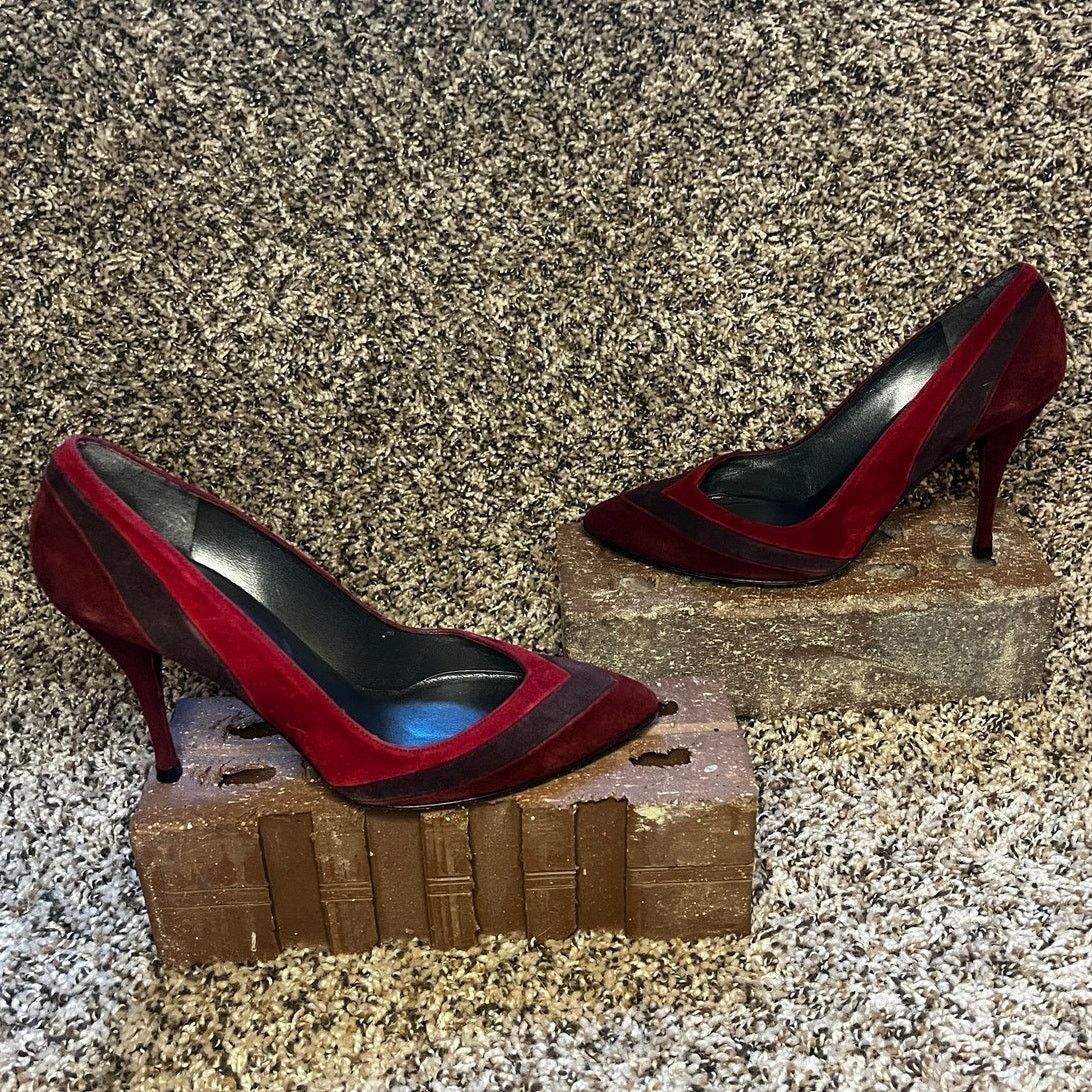 Stuart Weitzman Stuart Weitzman Chevron Suede Stilettos Pump Red Women's 8M Size US 8 / IT 38 - 2 Thumbnail