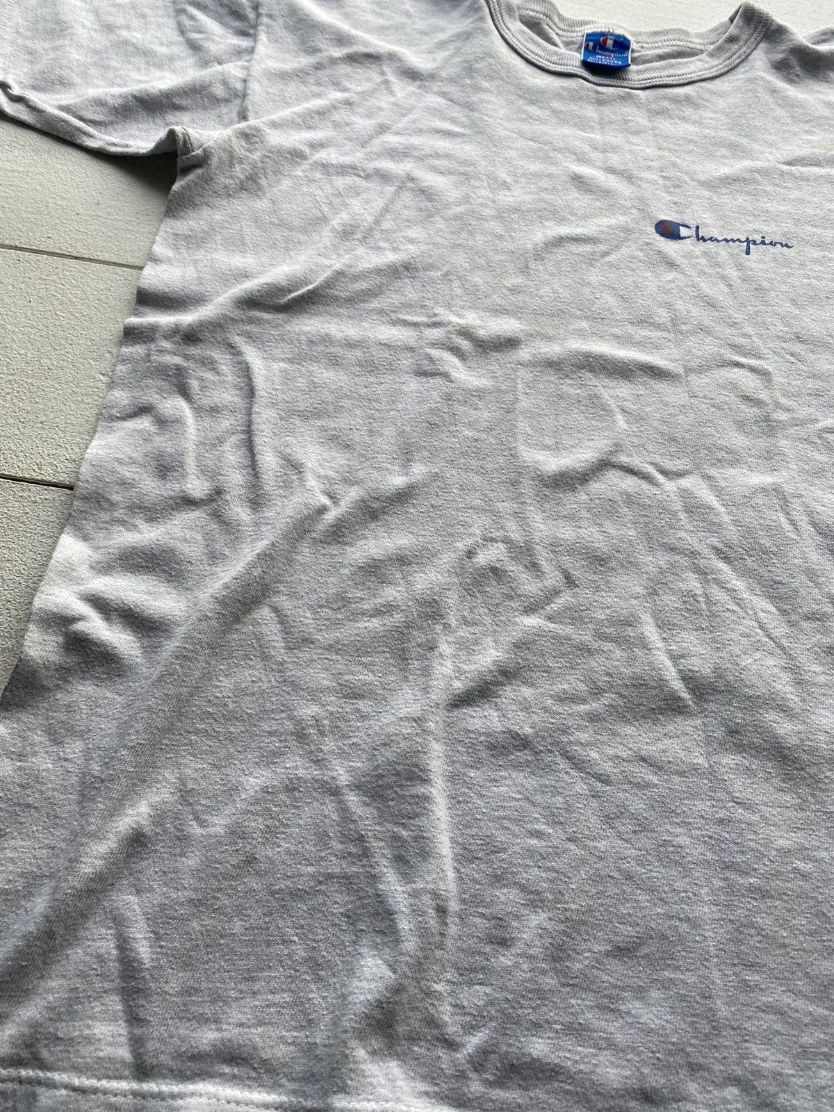 Champion × Vintage 1980s CHAMPION GREY T SHIRT USA SINGLE STITCH RARE MENS LARG Size US L / EU 52-54 / 3 - 15 Thumbnail