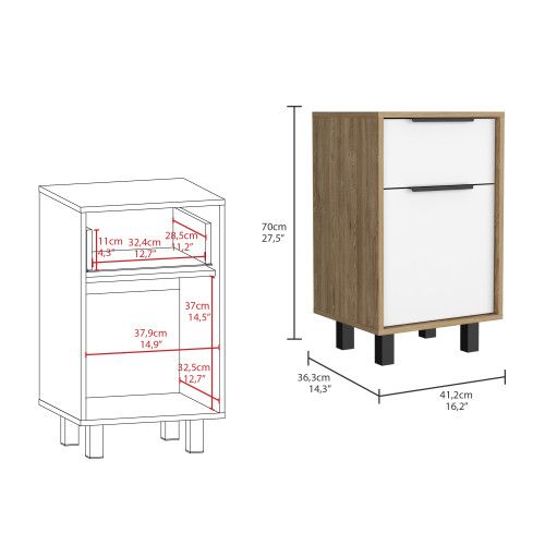 Designer × Homemade Kaia Z Nightstand , End Table, Side Table One Drawer, One Ca Size US L / EU 52-54 / 3 - 3 Thumbnail