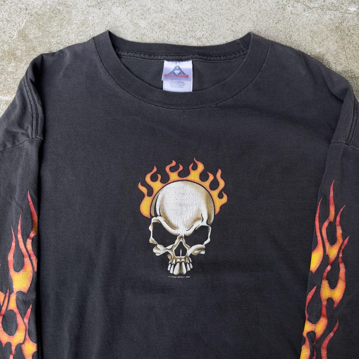 Vintage Skull Biker Flame Longsleeve Thrashed Faded ERD Grunge Biker Size US XL / EU 56 / 4 - 5 Thumbnail