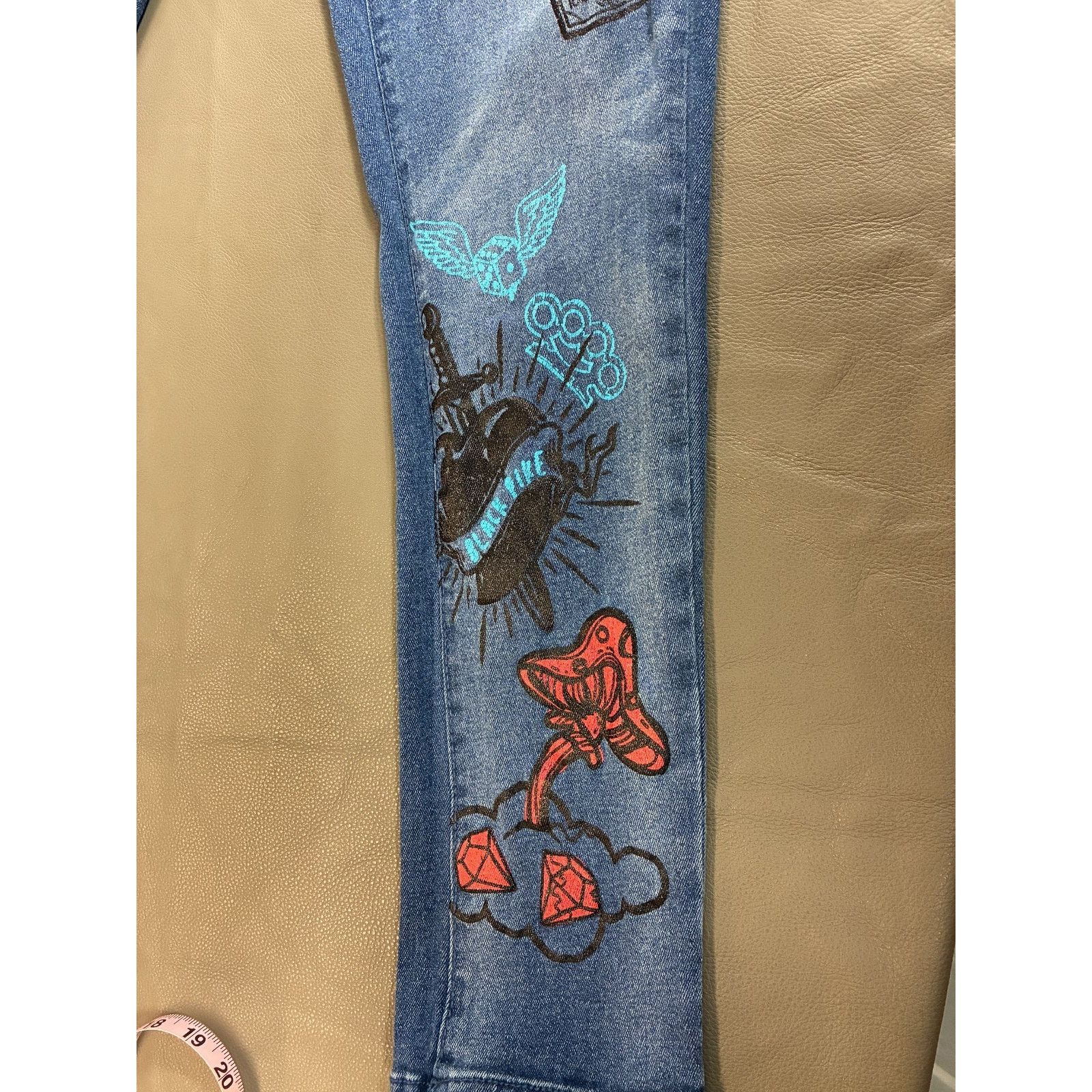 Pike Brothers Black Pike Graphic Denim Jeans Men’s 32x32 Streetwear Size US 32 / EU 48 - 8 Thumbnail