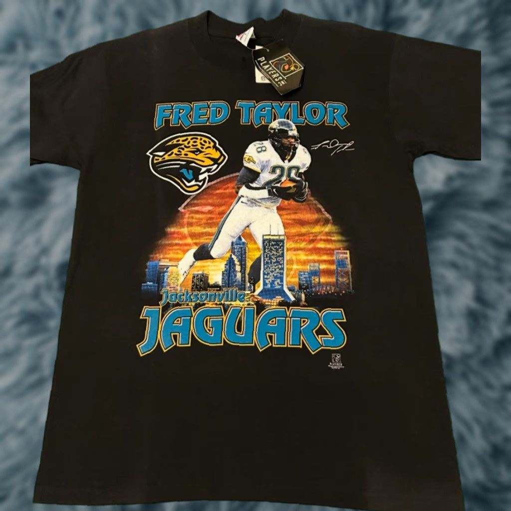 FRED VINTAGE Jacksonville Jaguars City Logo Fred Taylor VTG Shirt Mens L NWT Black 90s NFL Football Logo Shirt Mens Large 1990s Size US L / EU 52-54 / 3 - 1 Thumbnail