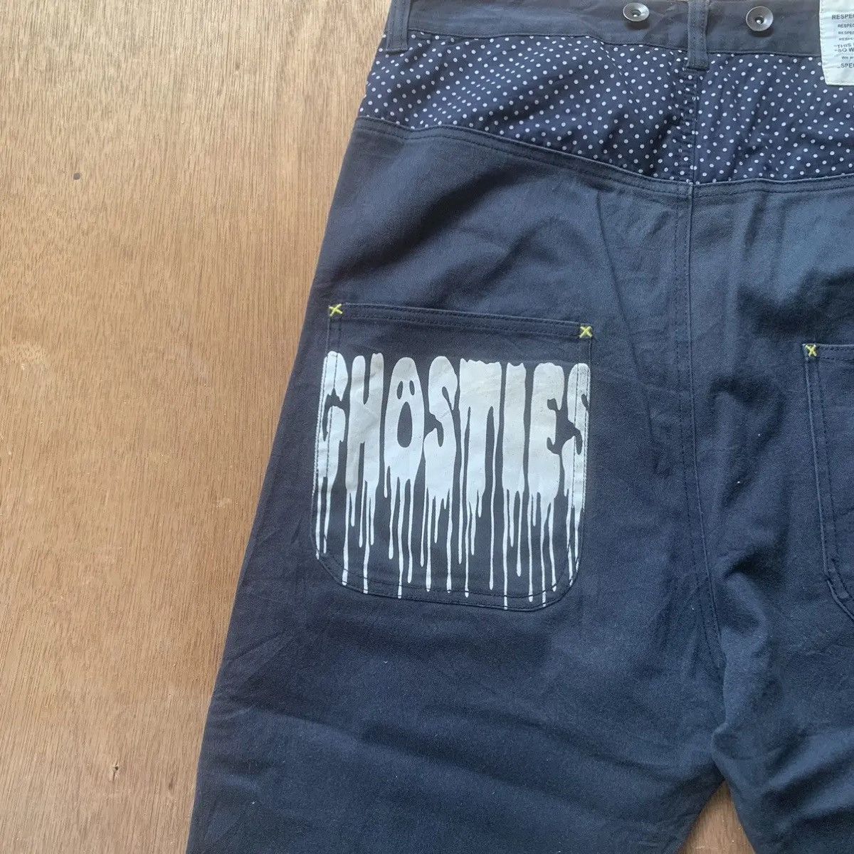 Japanese Brand 🔥 SALE 🔥 GHOSTLES TROUSERS CHIP CHIP SUSPENDERS DROP PANTS Size US 31 - 10 Thumbnail