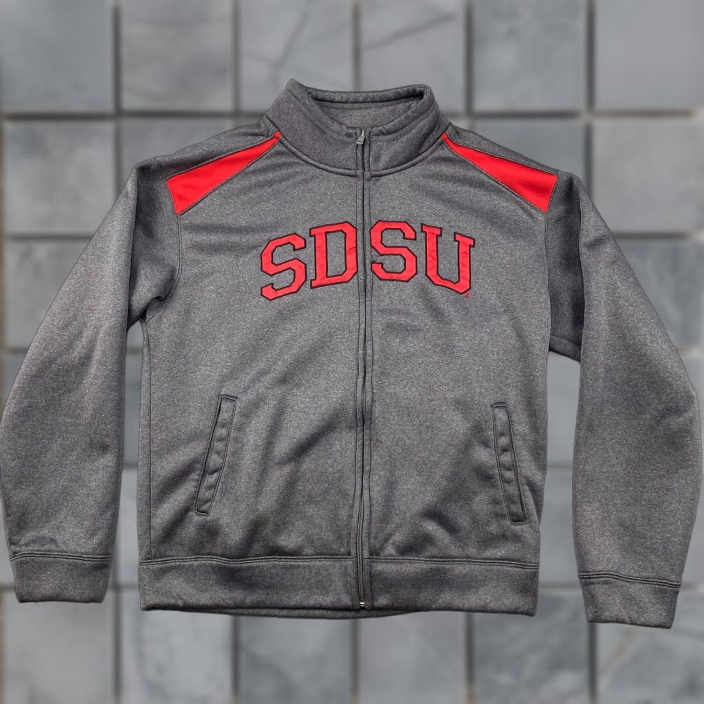 Logo 7 VINTAGE SDSU Sweatshirt Men M Gray Campus Drive Full Zip Embroidered Logo Pocket Lined Fleece Mock Neck Size US M / EU 48-50 / 2 - 1 Thumbnail