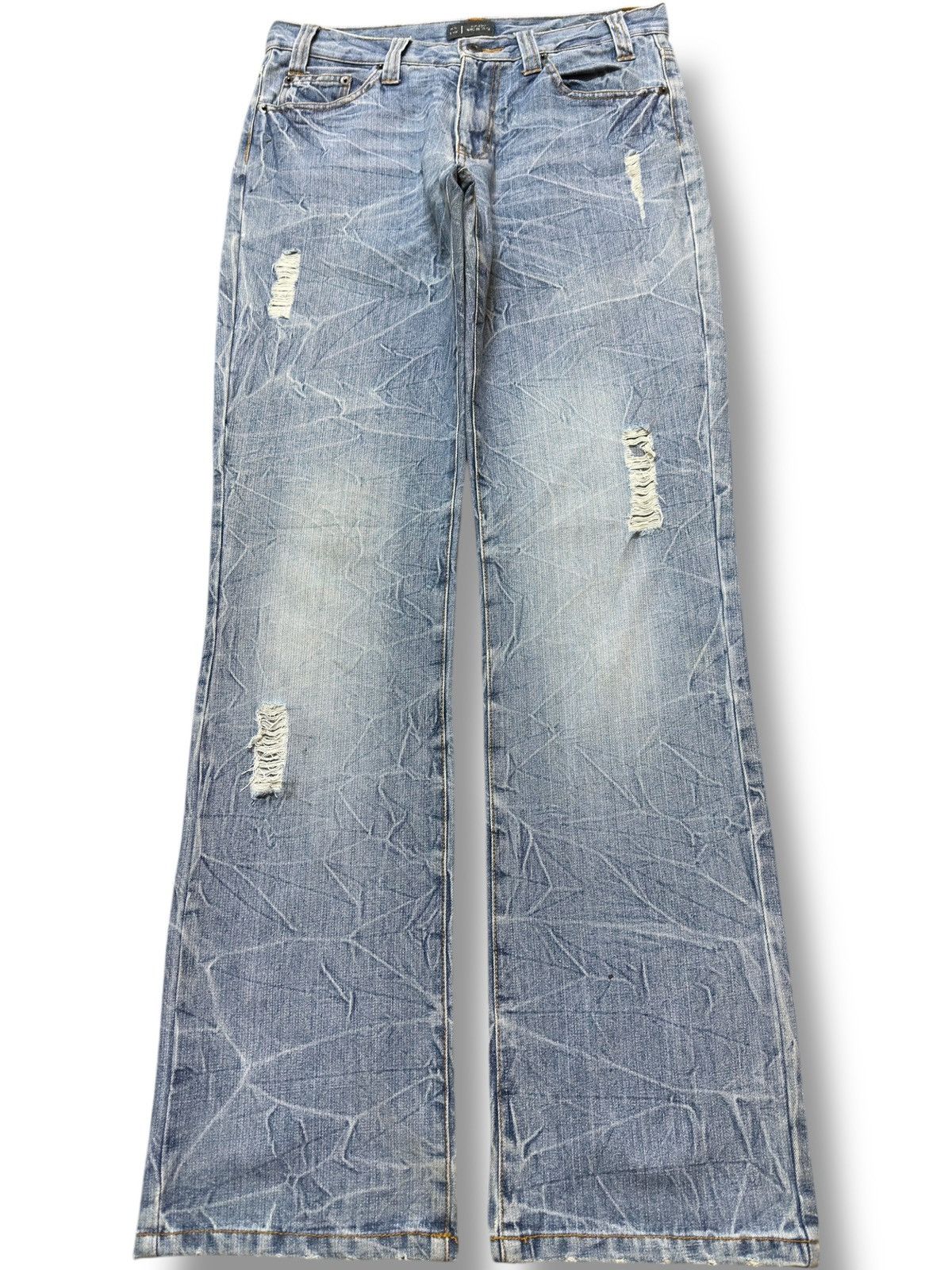 Le Grande Bleu (L.G.B.) Vintage Japanese Brand Honeycomb Faded Distressed Denim Size US 31 - 1 Thumbnail