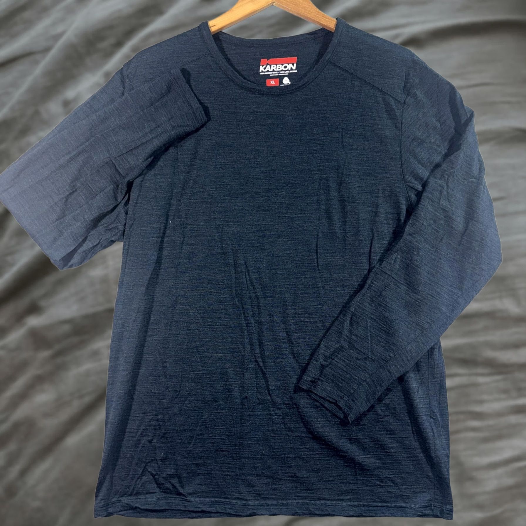 Carbon VINTAGE Karbon Shirt Mens XL Blue Merino Wool Long Sleeve Thermal Base Layer Performance Size US XL / EU 56 / 4 - 1 Thumbnail