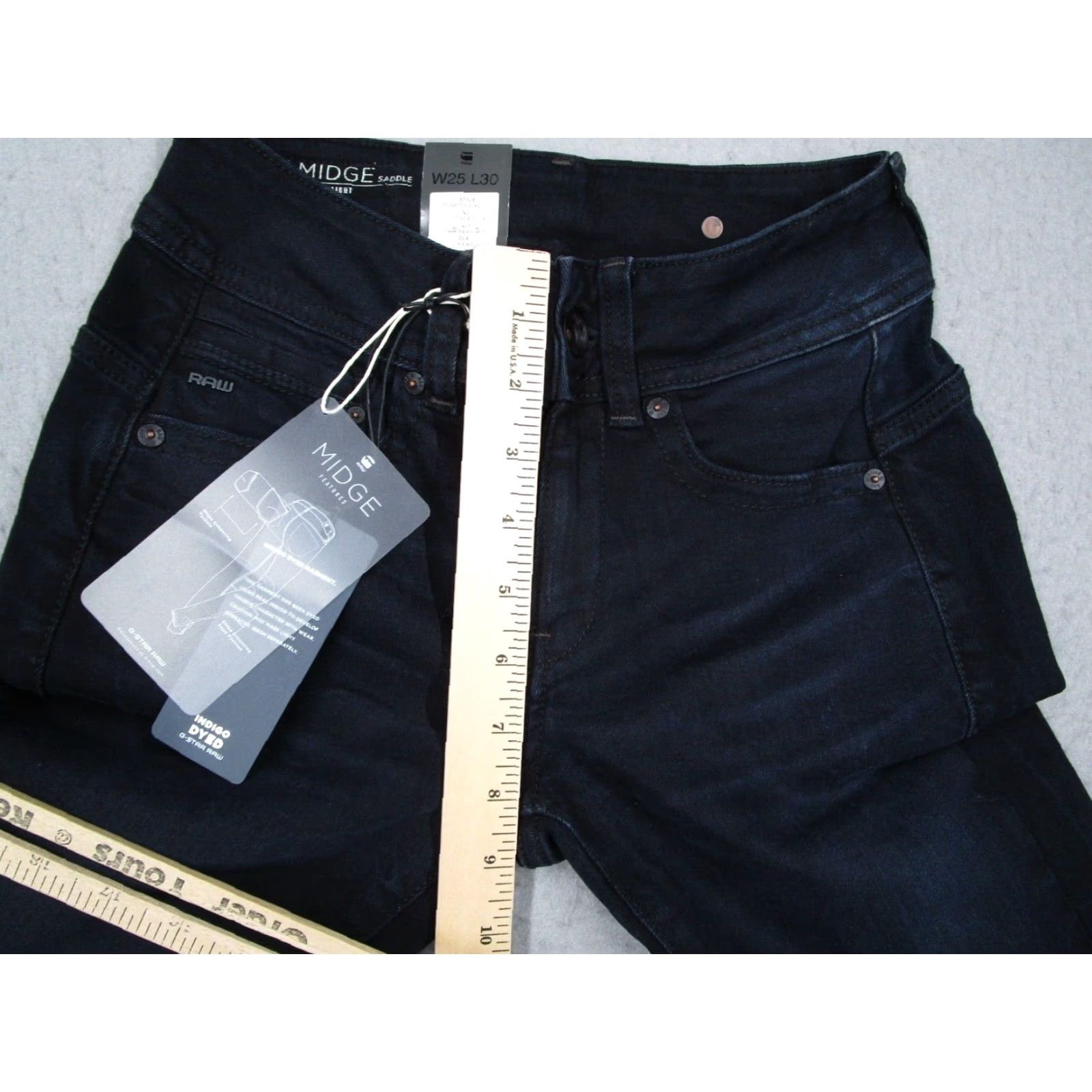 G-Star G-Star Raw Womens Blue Midge Straight Indigo Dyed Denim Jeans Size 25 x 30 Mid Rise 5-Pocket Cotton Blend Size 42" / US 20 - 6 Thumbnail