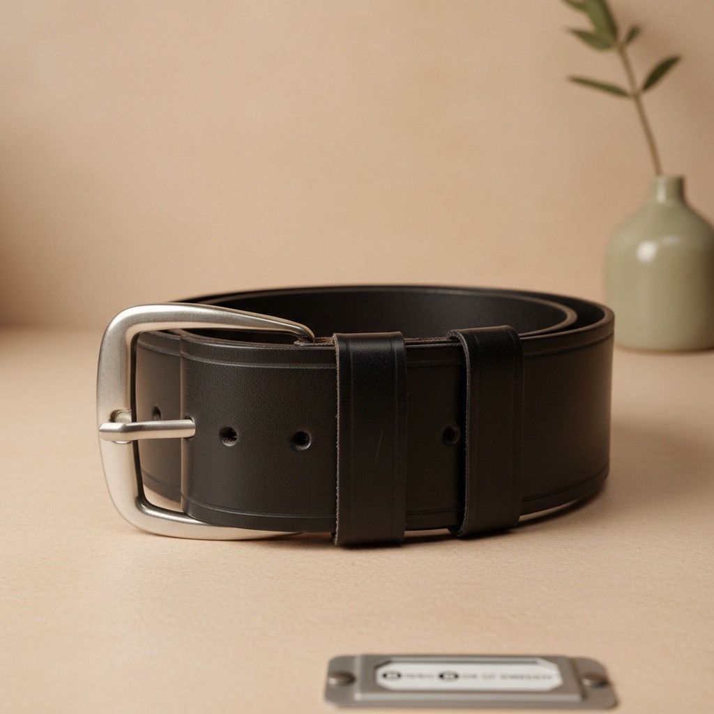 Ann Demeulemeester Super Chunky Black Leather Belt with Silver Buckle Size ONE SIZE - 2 Thumbnail
