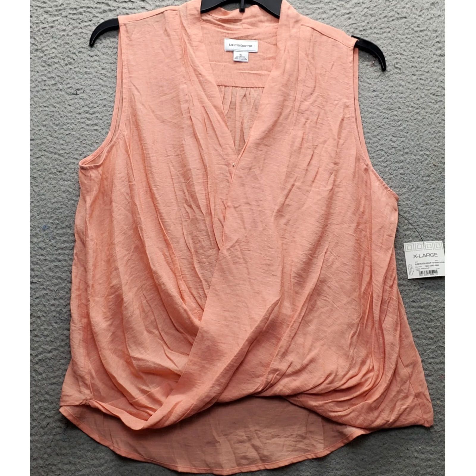Liz Claiborne Liz Claiborne Wrap Top Womens XL Orange Sleeveless V-Neck Pullover Shirt Size XL / US 12-14 / IT 48-50 - 2 Thumbnail
