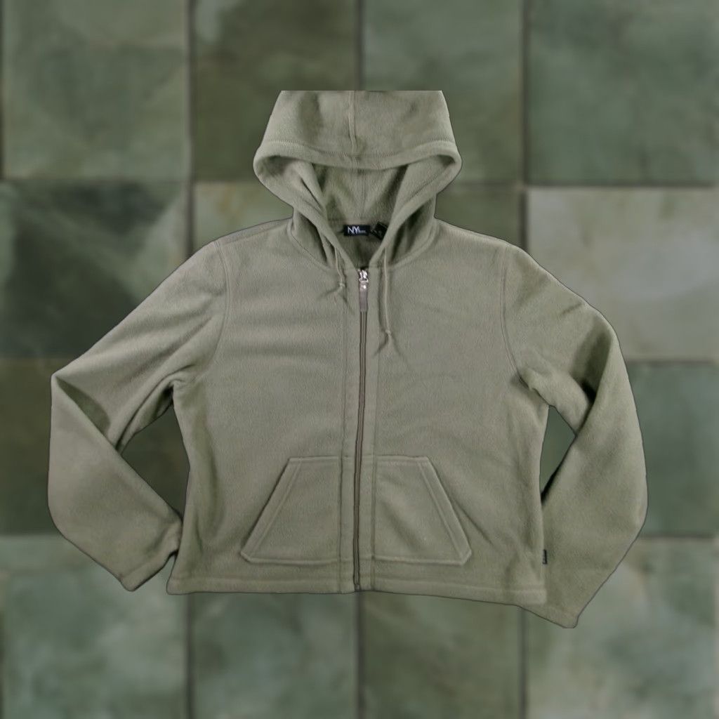 Vintage VINTAGE NY Jeans Hoodie Womens XL Olive Fleece Full Zip Hooded Jacket Kangaroo Pockets Size XL / US 12-14 / IT 48-50 - 1 Thumbnail