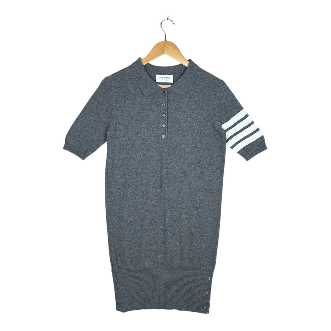 Thom Browne Thom Browne Grey Fine Merino Wool 4 Bar Dress Short Sleeve Size S / US 4 / IT 40 - 1 Thumbnail