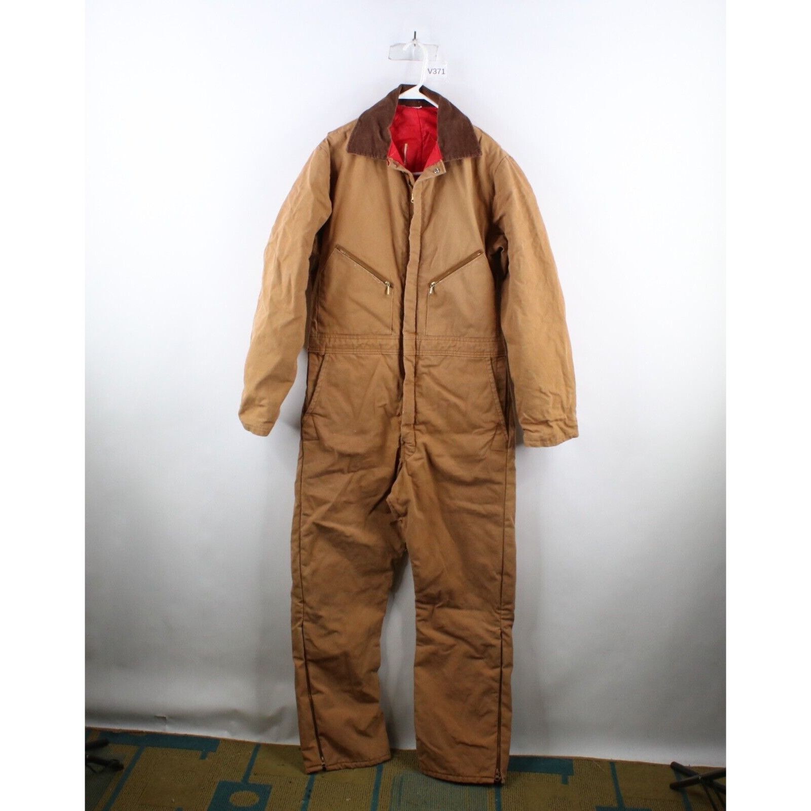 image of Vintage 90's Walls Distressed Quilted Canvas Coveralls in Brown, Men's (Size 32)