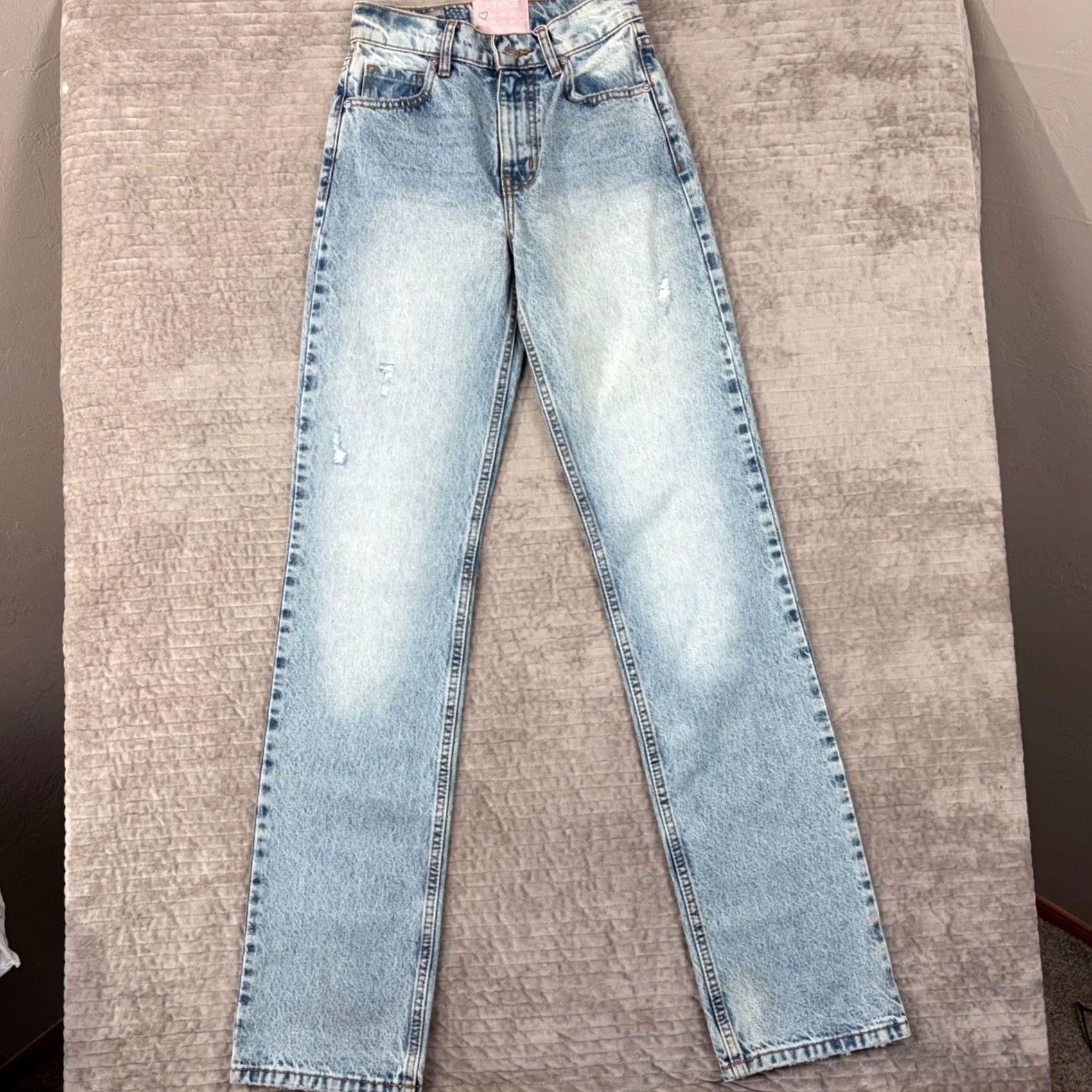Vintage Revice Denim Straight Womens 23 Blue Prince Light High Rise Leg Size NWT Distressed Size ONE SIZE - 2 Thumbnail