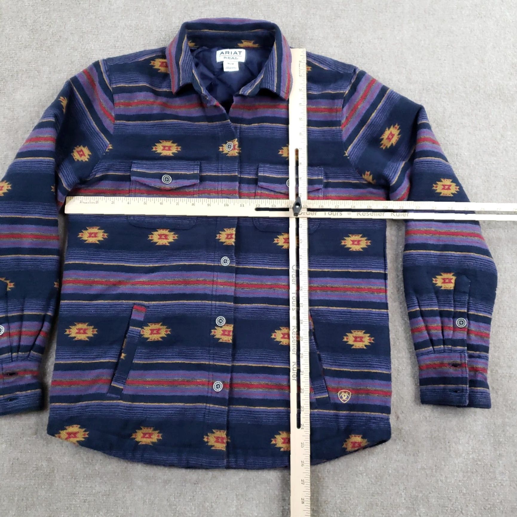 Ariat Ariat REAL Jacket Womens Medium Blue Aztec Western Quilted Shirt Lined Size M / US 6-8 / IT 42-44 - 2 Thumbnail