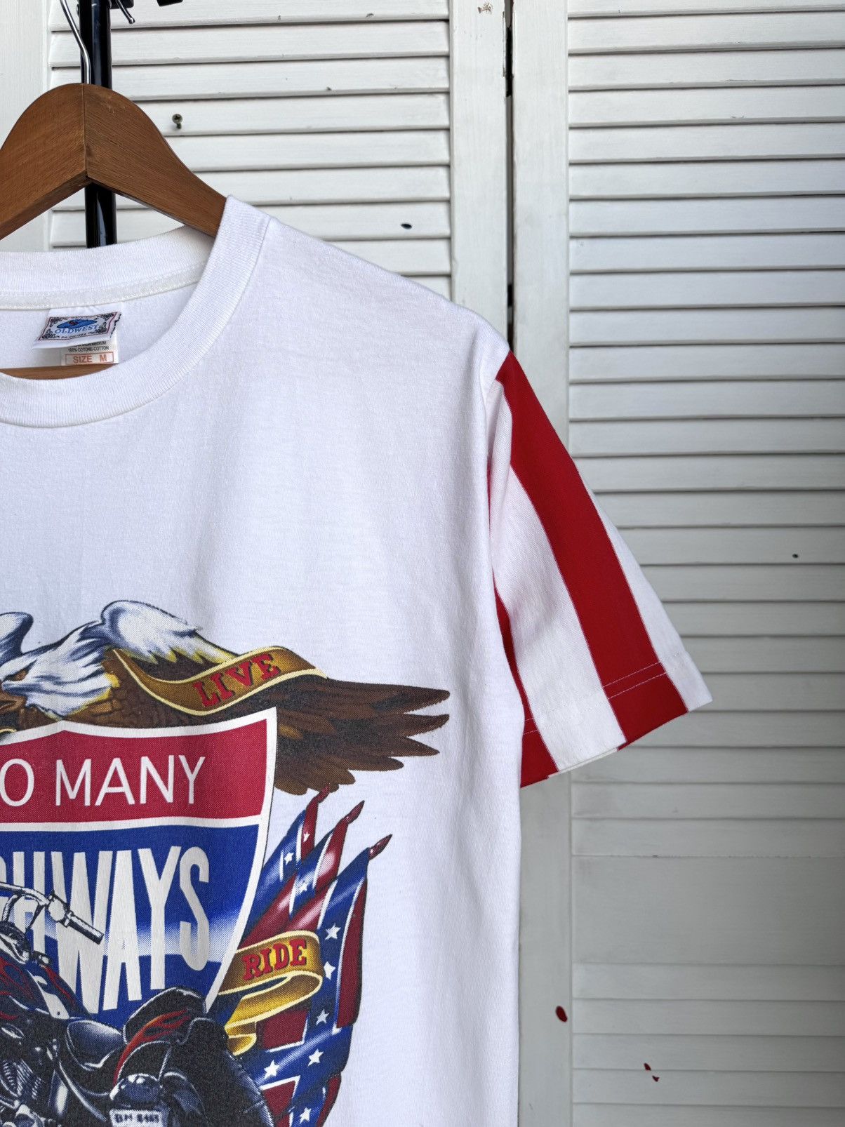 Vintage Vintage Biker Motorcycle Eagle Graphic Tee Shirt USA Flag Size US L / EU 52-54 / 3 - 6 Thumbnail