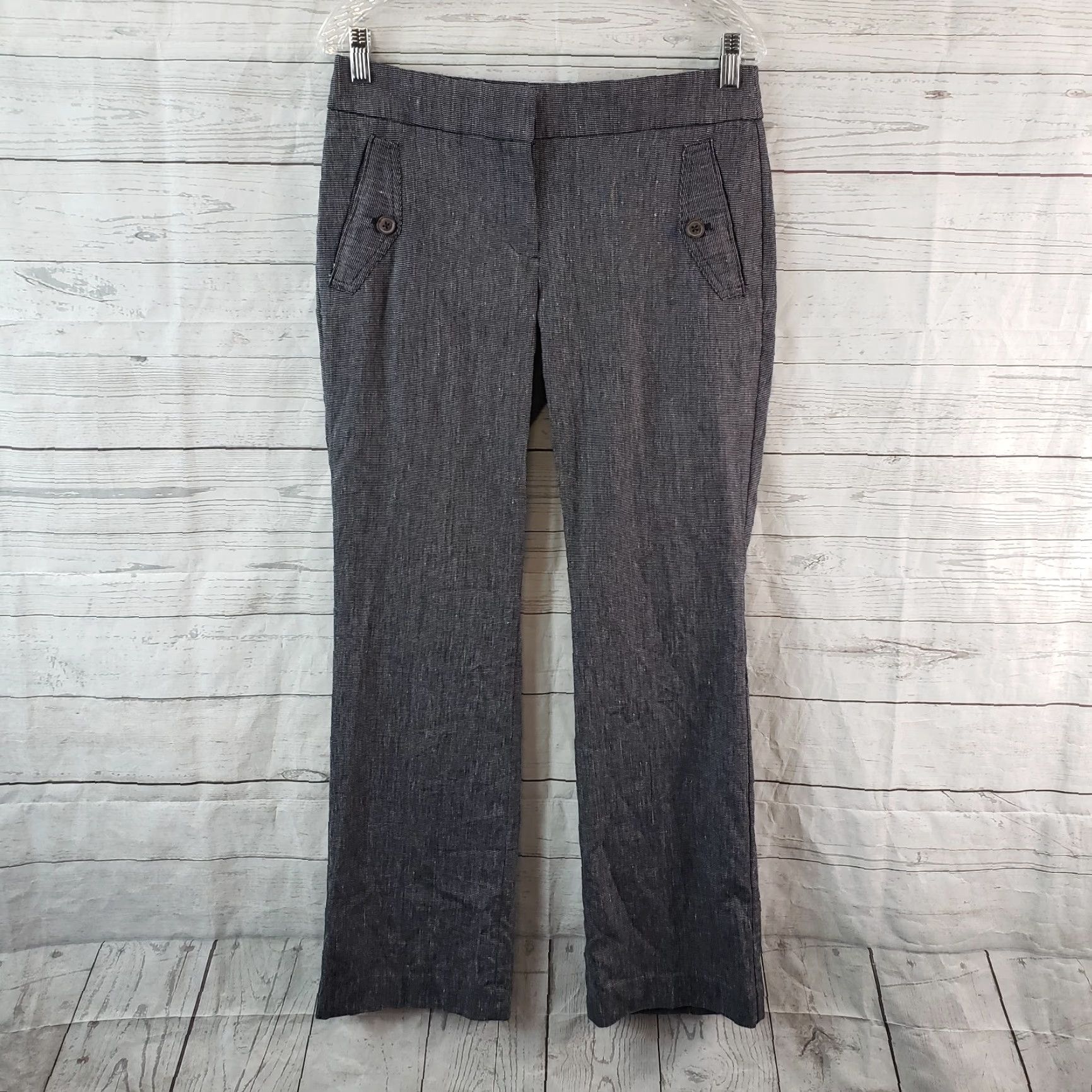 Ann Taylor Ann Taylor LOFT Womens Pants Sz 4 Blue Linen Blend Mid Rise Size 27" / US 4 / IT 40 - 2 Thumbnail