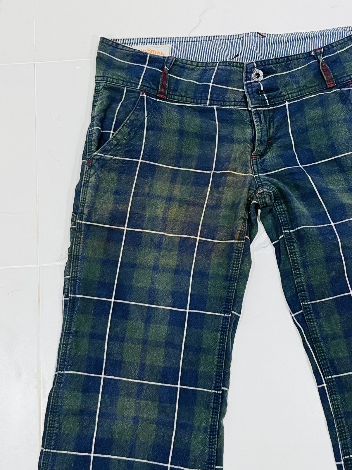 Japanese Brand Japan Designer Betty Smith Lowrise Super Flared Tartan Pants Size 32" / US 10 / IT 46 - 4 Thumbnail