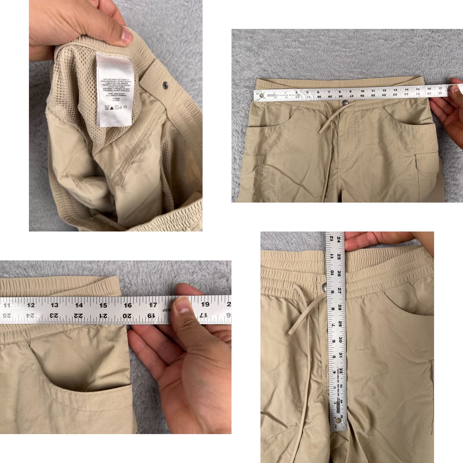 Vintage Columbia Shorts Women Medium Beige Cargo Elastic Waist 100% Nylon Shell 34x5.5 Size 32" / US 10 / IT 46 - 8 Thumbnail