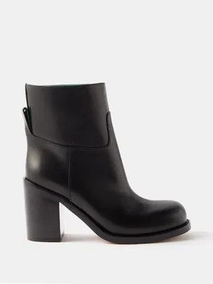 Bottega Veneta o1y0725 Leather Ankle Boots in Black Size US 8 / IT 38 - 1 Thumbnail