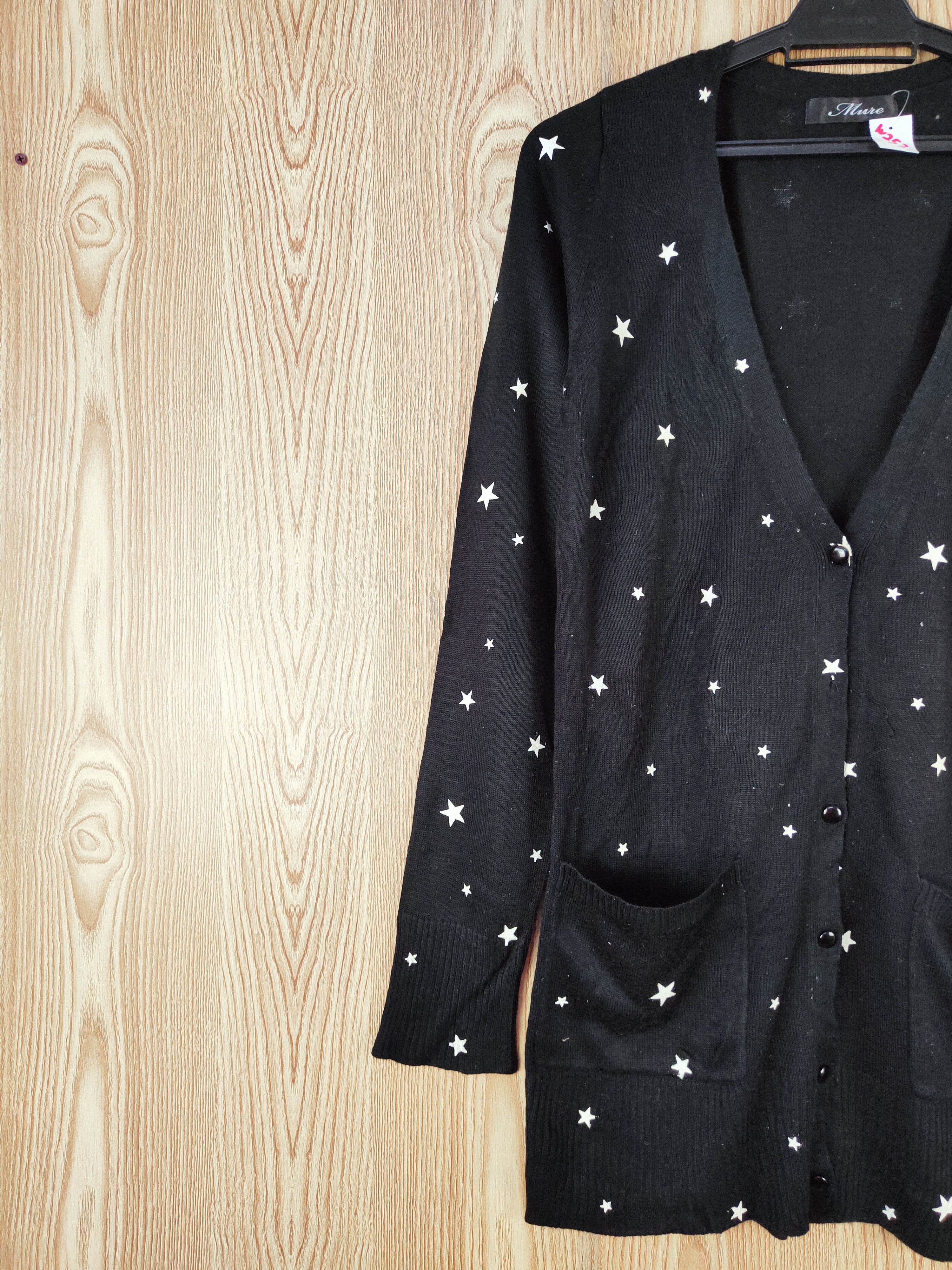 Japanese Brand × Vintage Mure Black Star Knitwear Cardigan #W253 Size M / US 6-8 / IT 42-44 - 4 Thumbnail