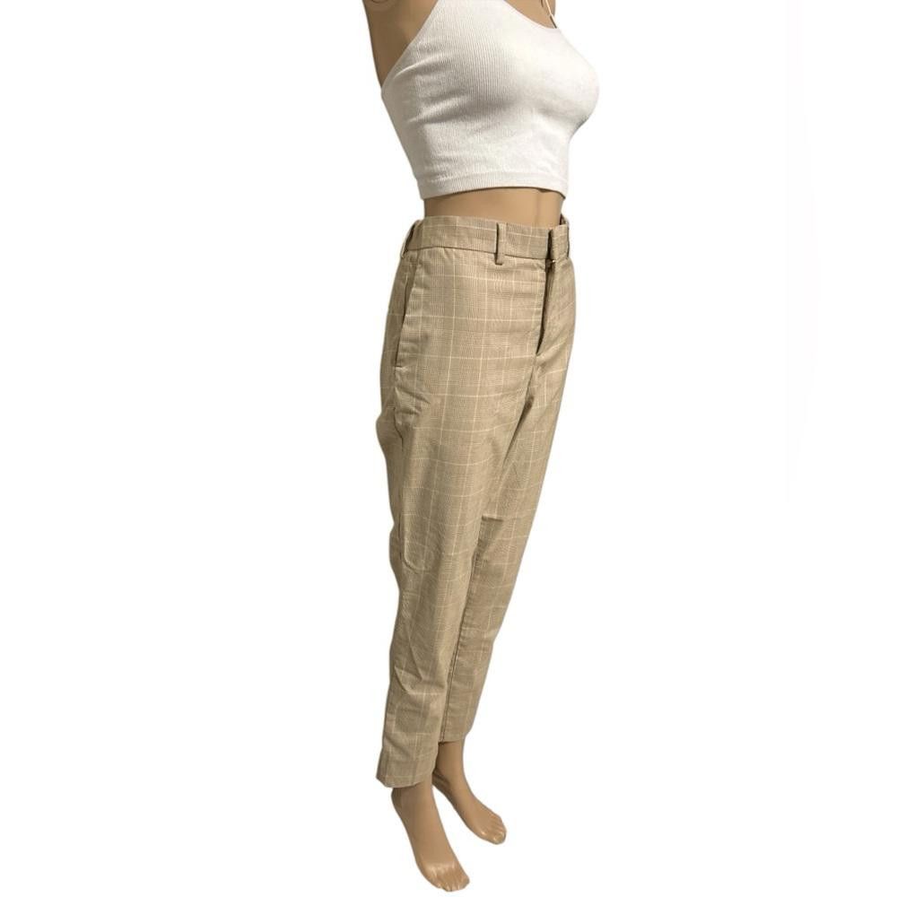H&M H&M Beige Checked Skinny Fit Trousers Size 30" / US 8 / IT 44 - 2 Thumbnail