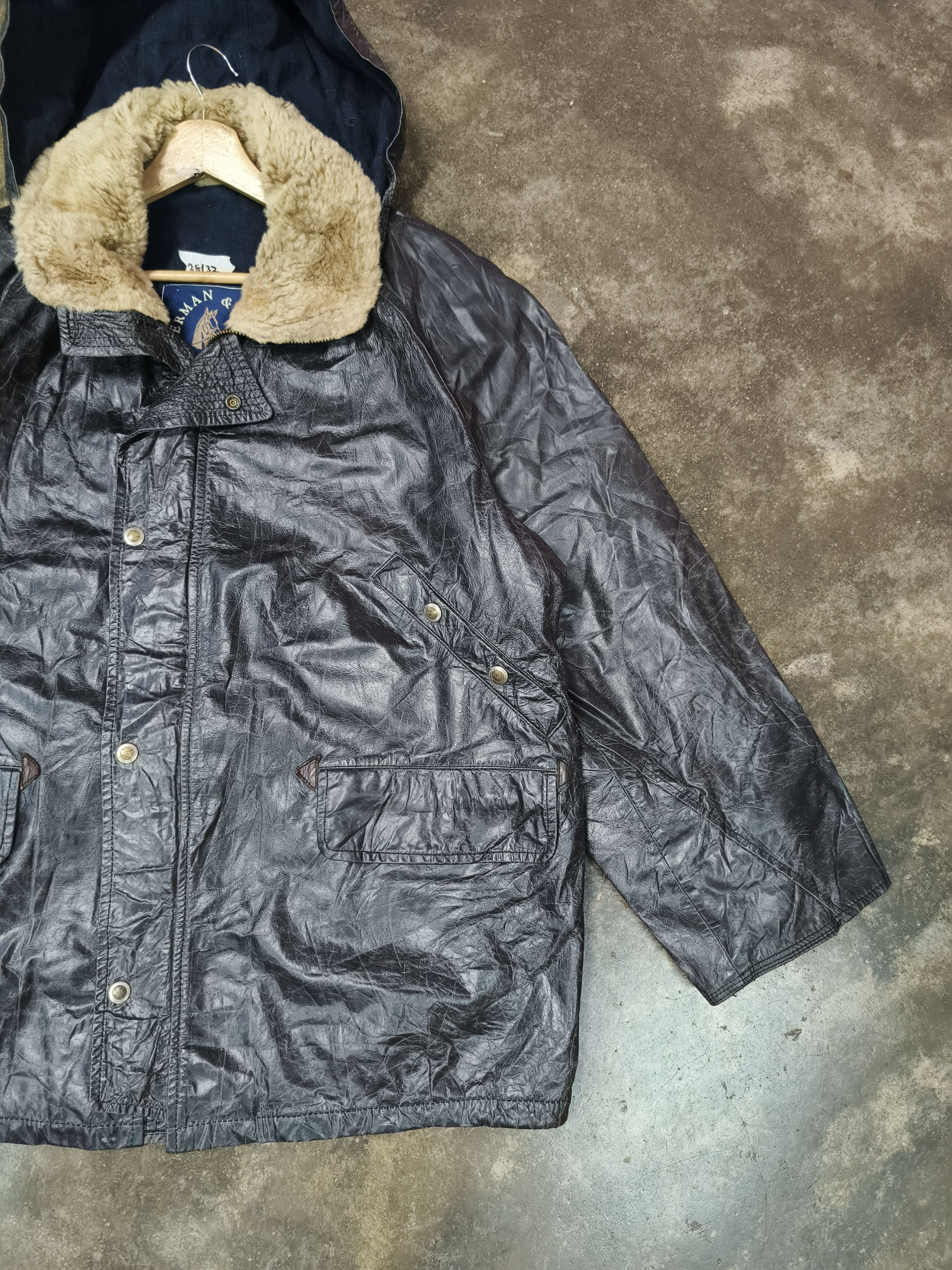Vera Pelle herman & sons vera pelle leather parka jacket faux fur hood Size US XL / EU 56 / 4 - 3 Thumbnail