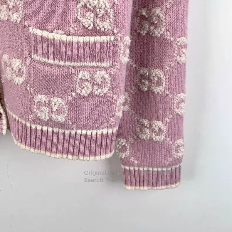 Gucci Gucci Pink logo jacquard full-print wool round neck single Size L / US 10 / IT 46 - 4 Thumbnail