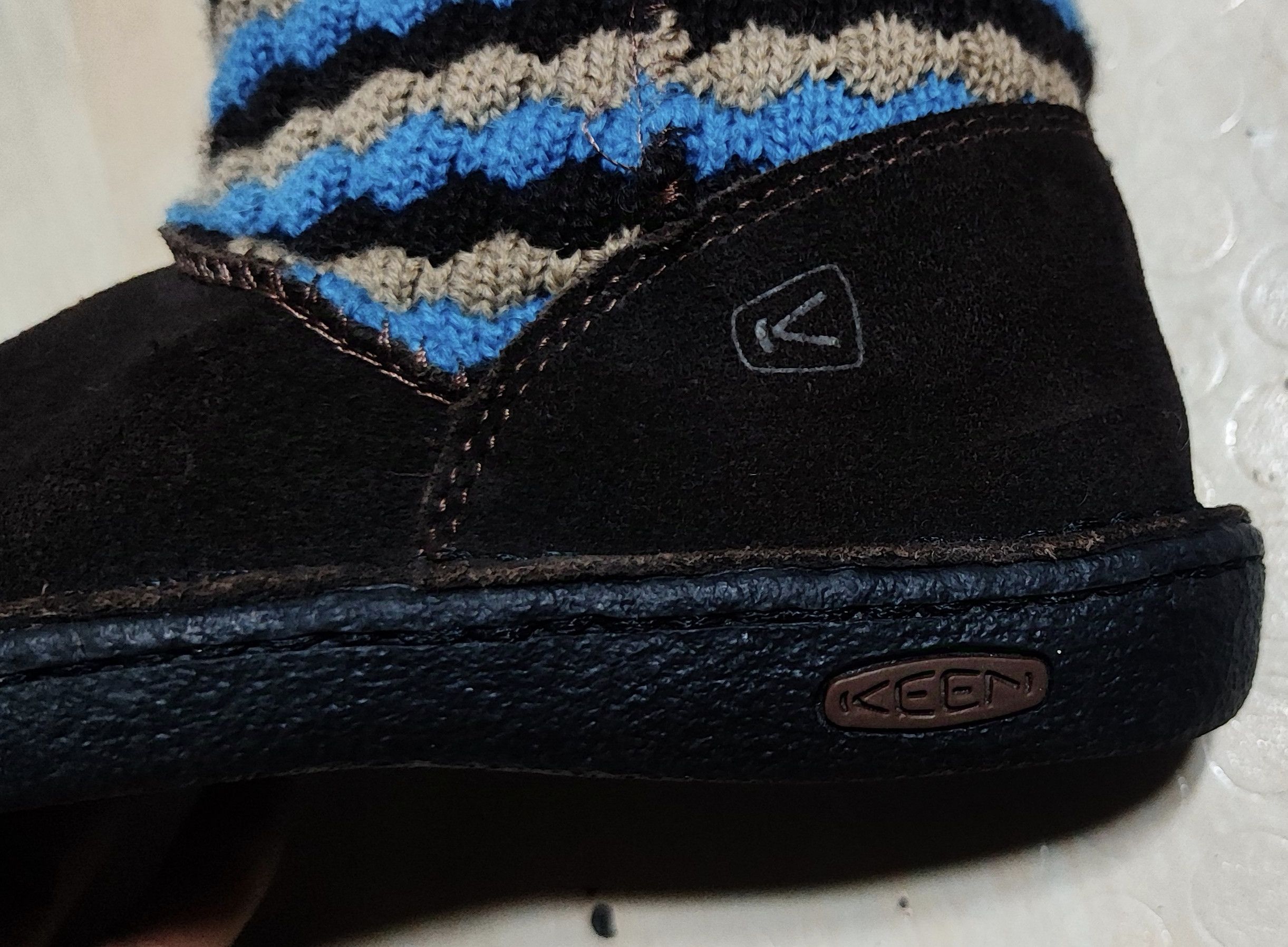 KEEN KEEN Auburn High Boots 8c Brown Suede Blue Tan Knit Upper Size US 7.5 / IT 37.5 - 3 Thumbnail