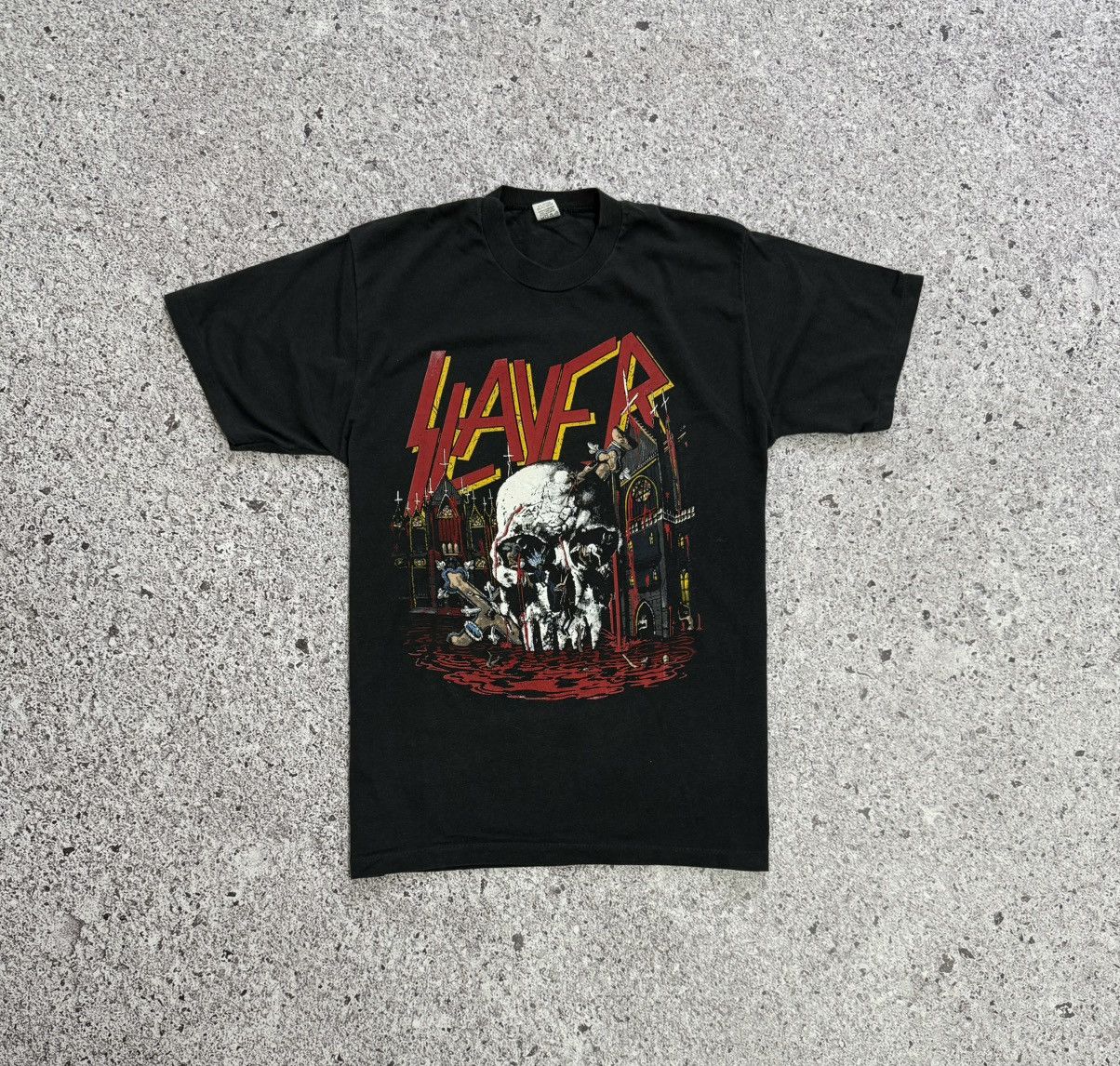 Band Tees × Vintage Vintage Slayer World Sacrifice Tour 1988 Rock Band T-Shirt Size US S / EU 44-46 / 1 - 3 Thumbnail