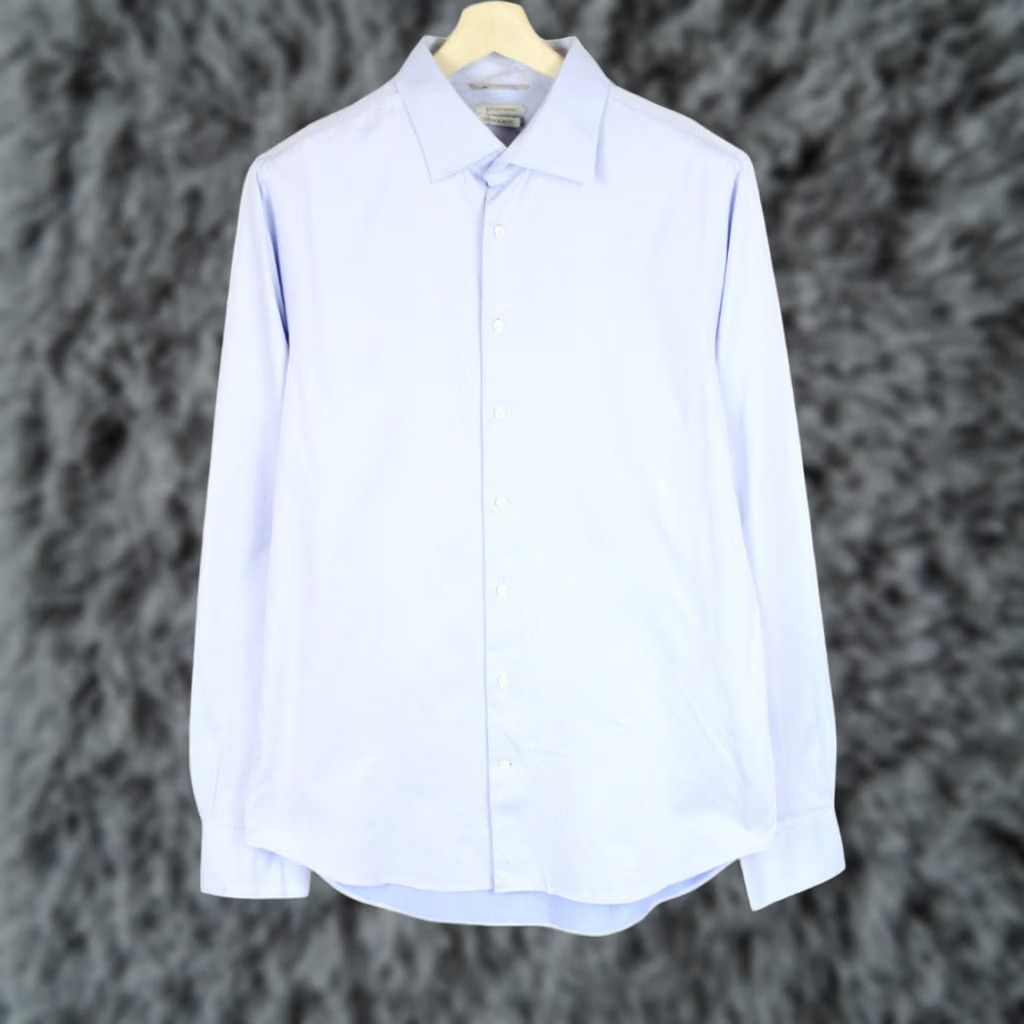 Suitsupply SUITSUPPLY Shirt 44 / 17 1/2 Blue Extra Slim Fit Formal Spread Collar Men's Size 44R - 1 Thumbnail